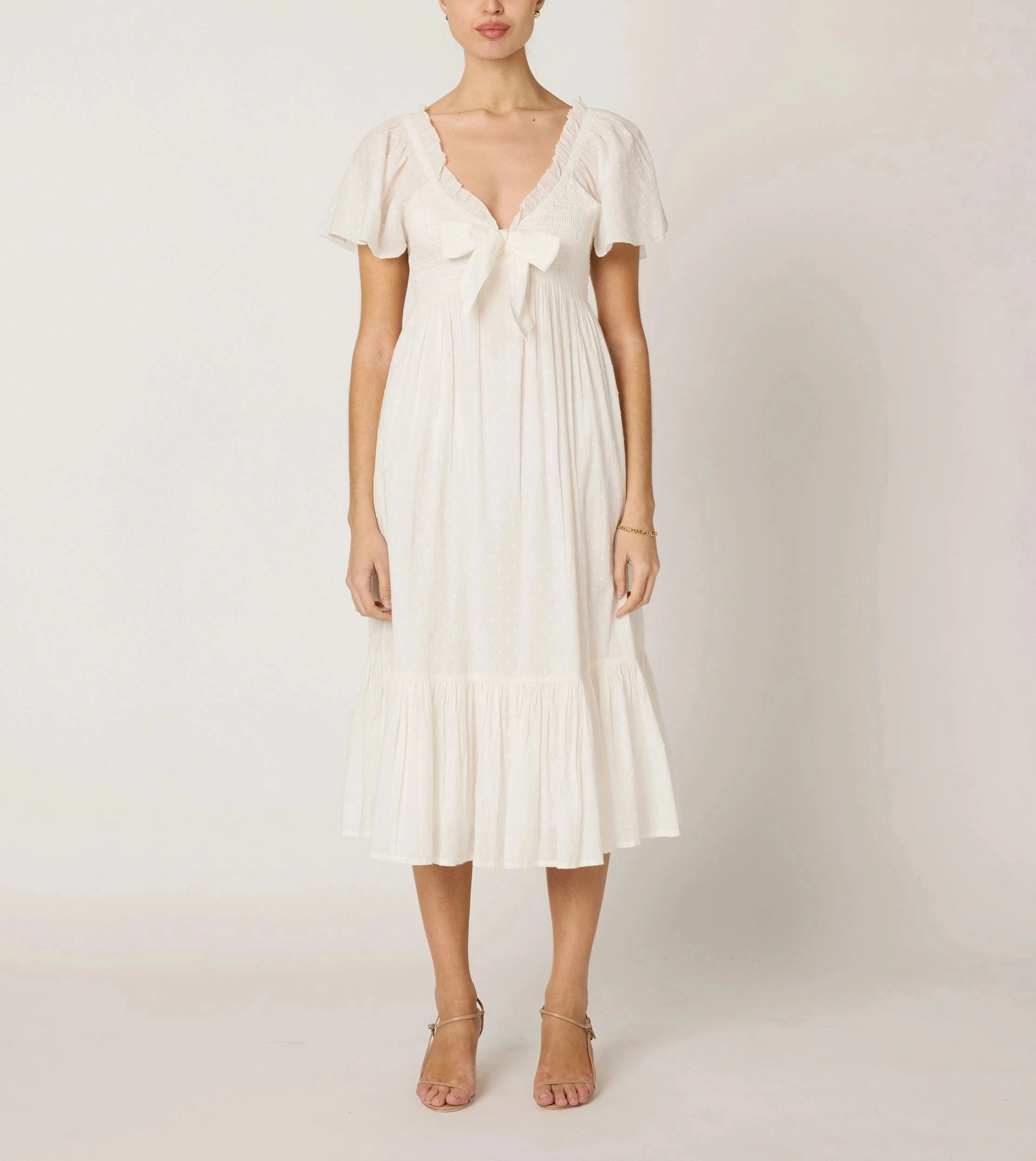 Ashlyn Midi Dress | Ivory Hidden Storage Pockets Everyday Comfort Fit