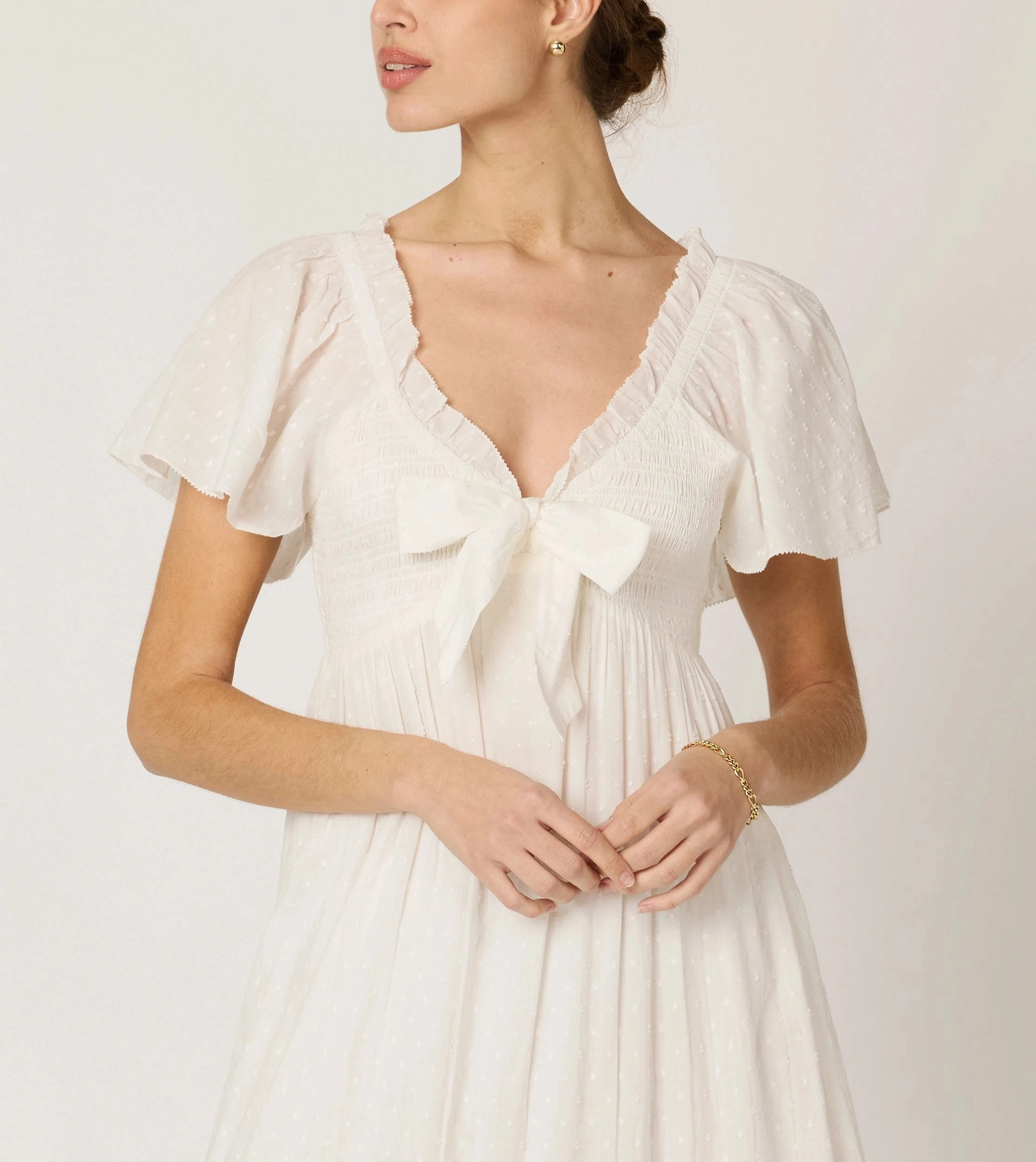 Ashlyn Midi Dress | Ivory CompressionTechnology