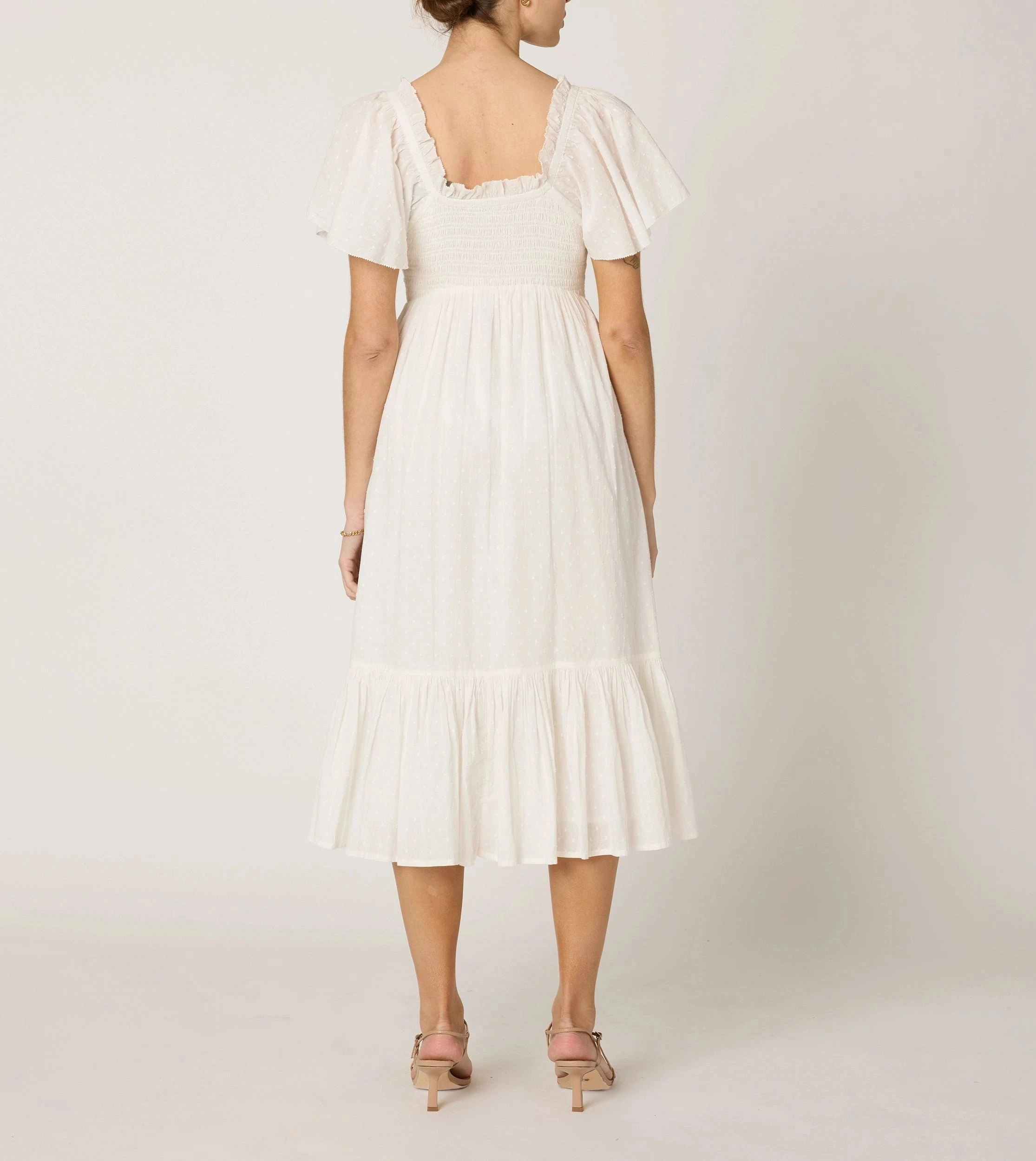 Hidden Pocket Design Ashlyn Midi Dress | Ivory