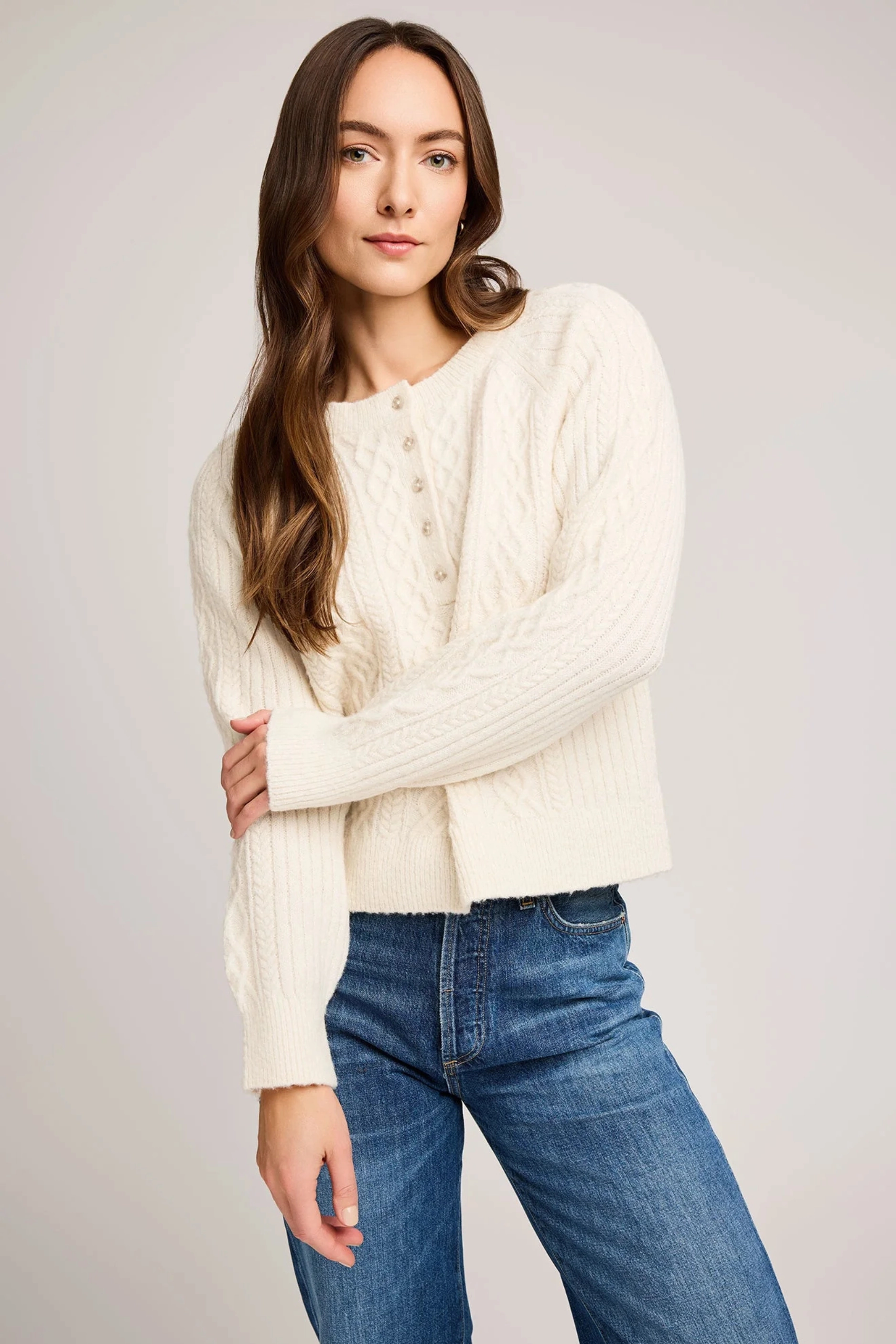 Aspen Cardigan - Cream Interlock Stitch Detail Summer Style