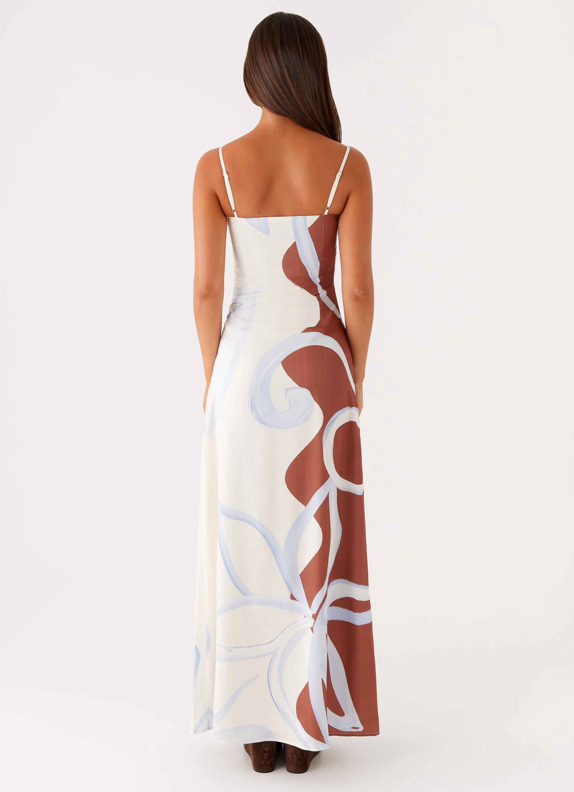 Aster Bloom Maxi Dress - Bloom Wave Print Balanced Shape Bride Side