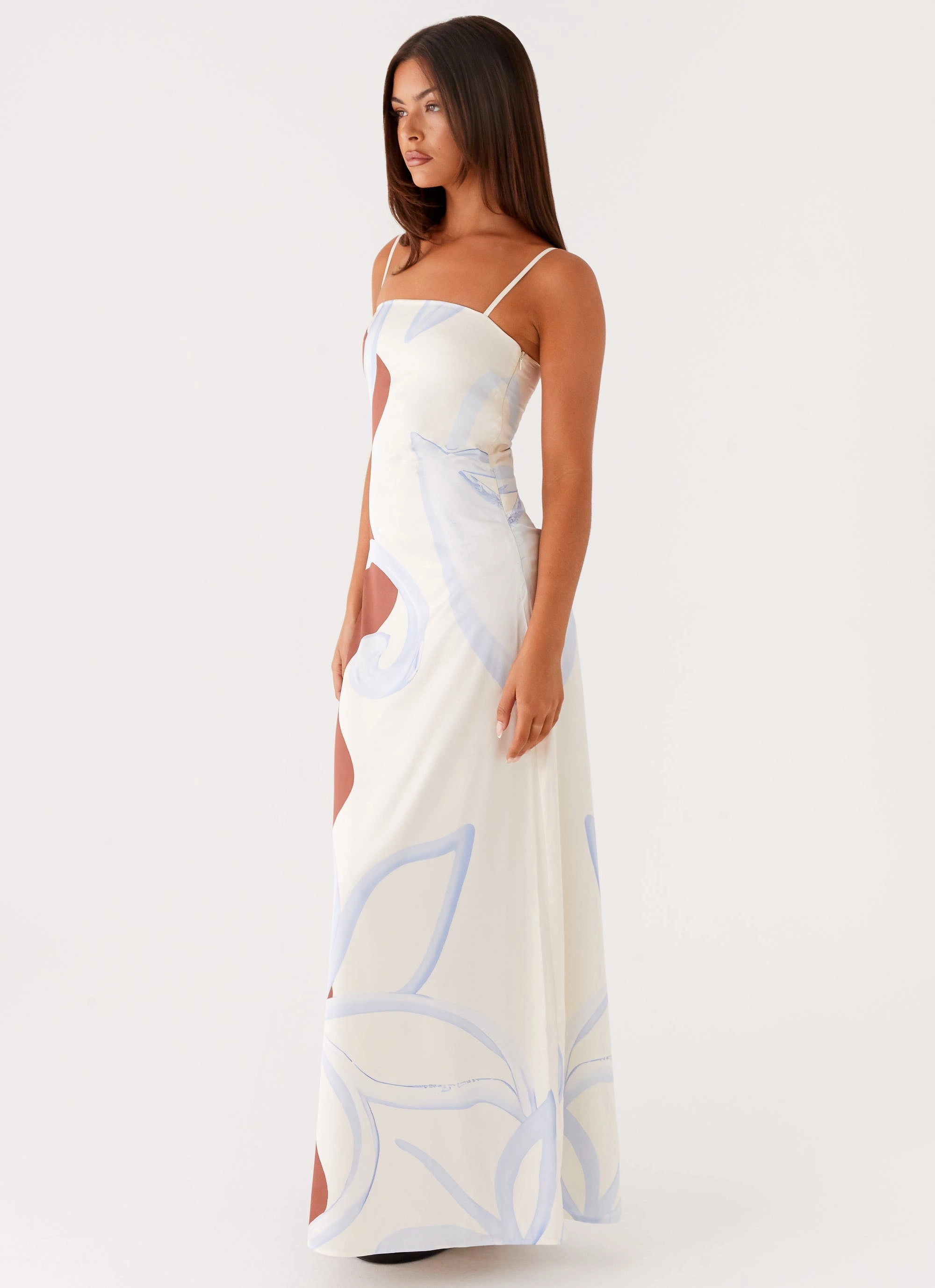 Aster Bloom Maxi Dress - Bloom Wave Print Elegance Glow Vibrant Design
