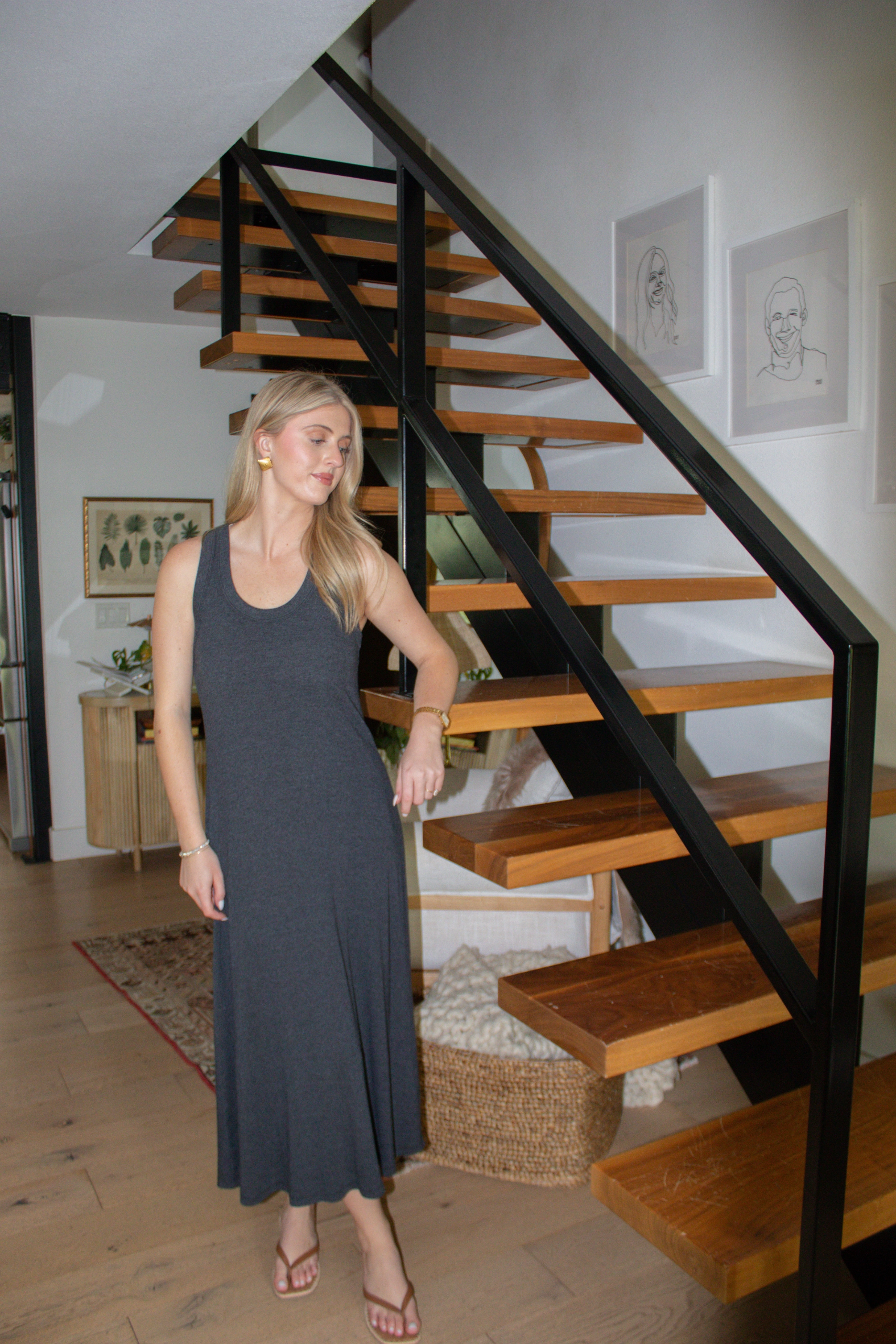 Yuma Scoop Neck Ribbed Dress - Black Modern Silhouette