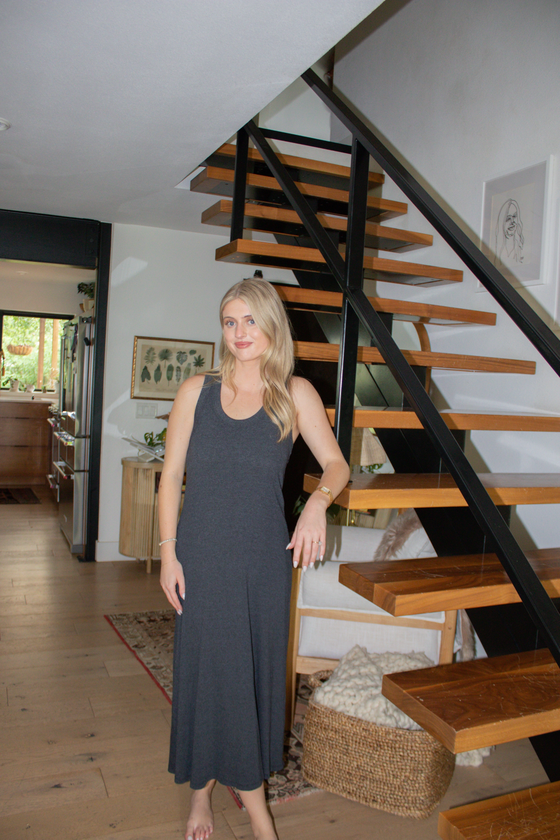 Yuma Scoop Neck Ribbed Dress - Black Elegant Fabric Classic Mood