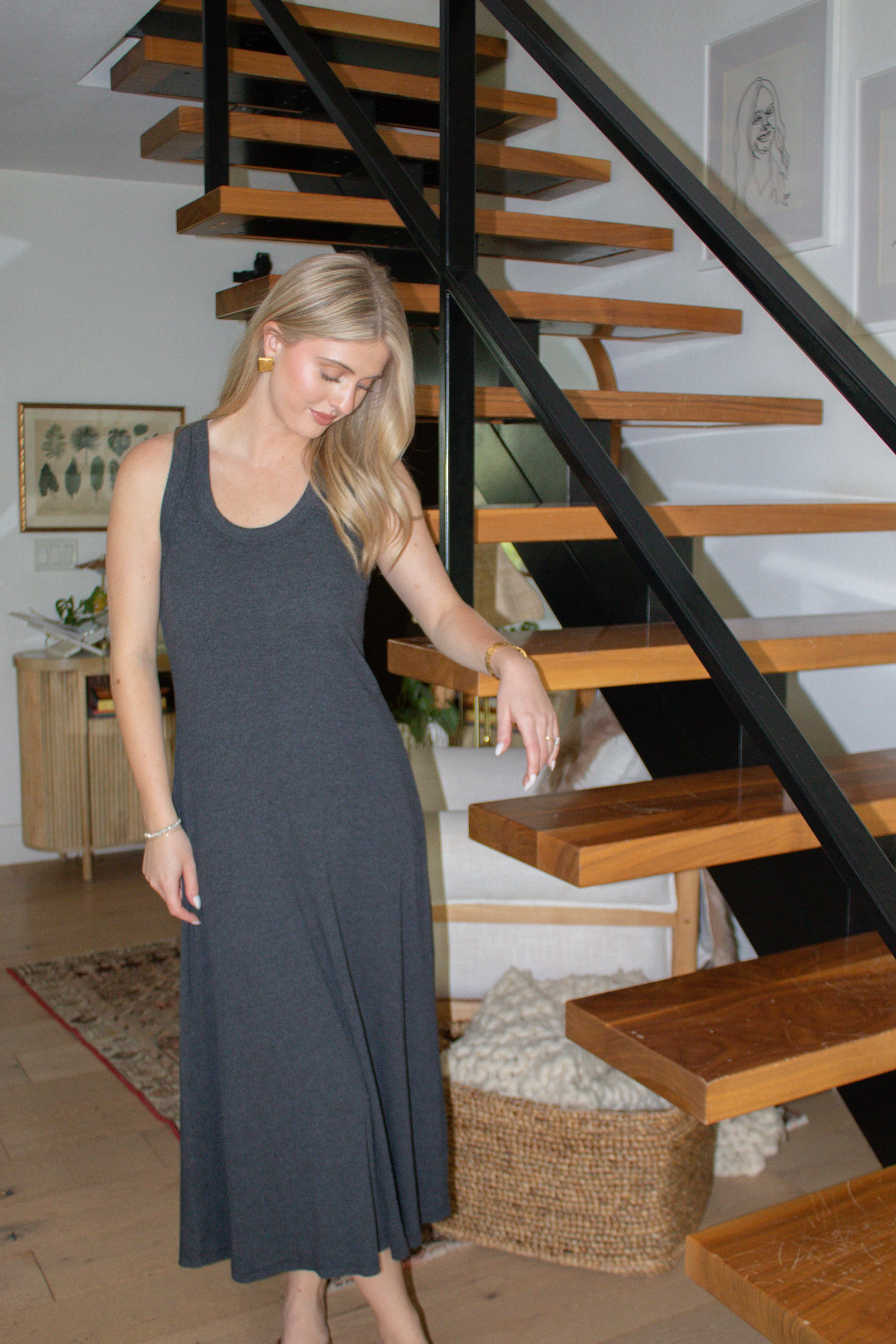 Yuma Scoop Neck Ribbed Dress - Black Fresh Mood countryside