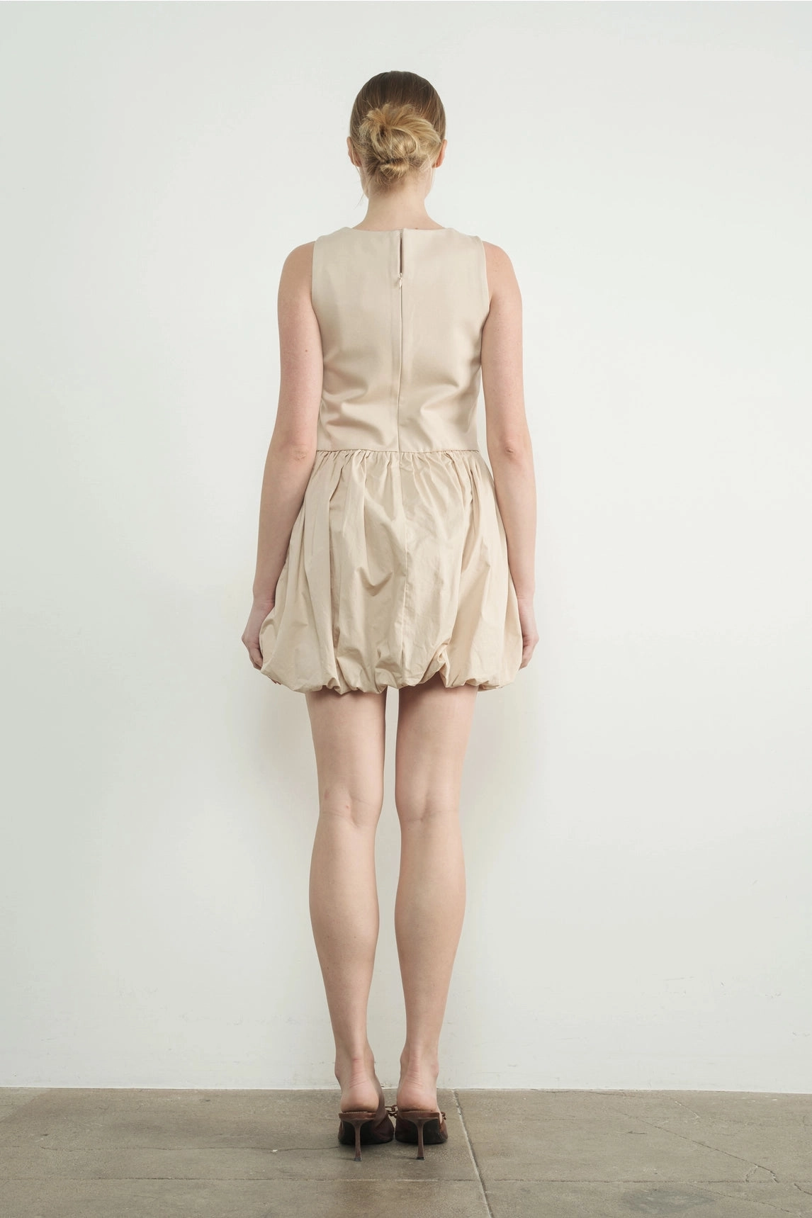 Asymmetrical Waist Bubble Dress - Taupe Hypoallergenic fabric Multi Pocket Functional Design