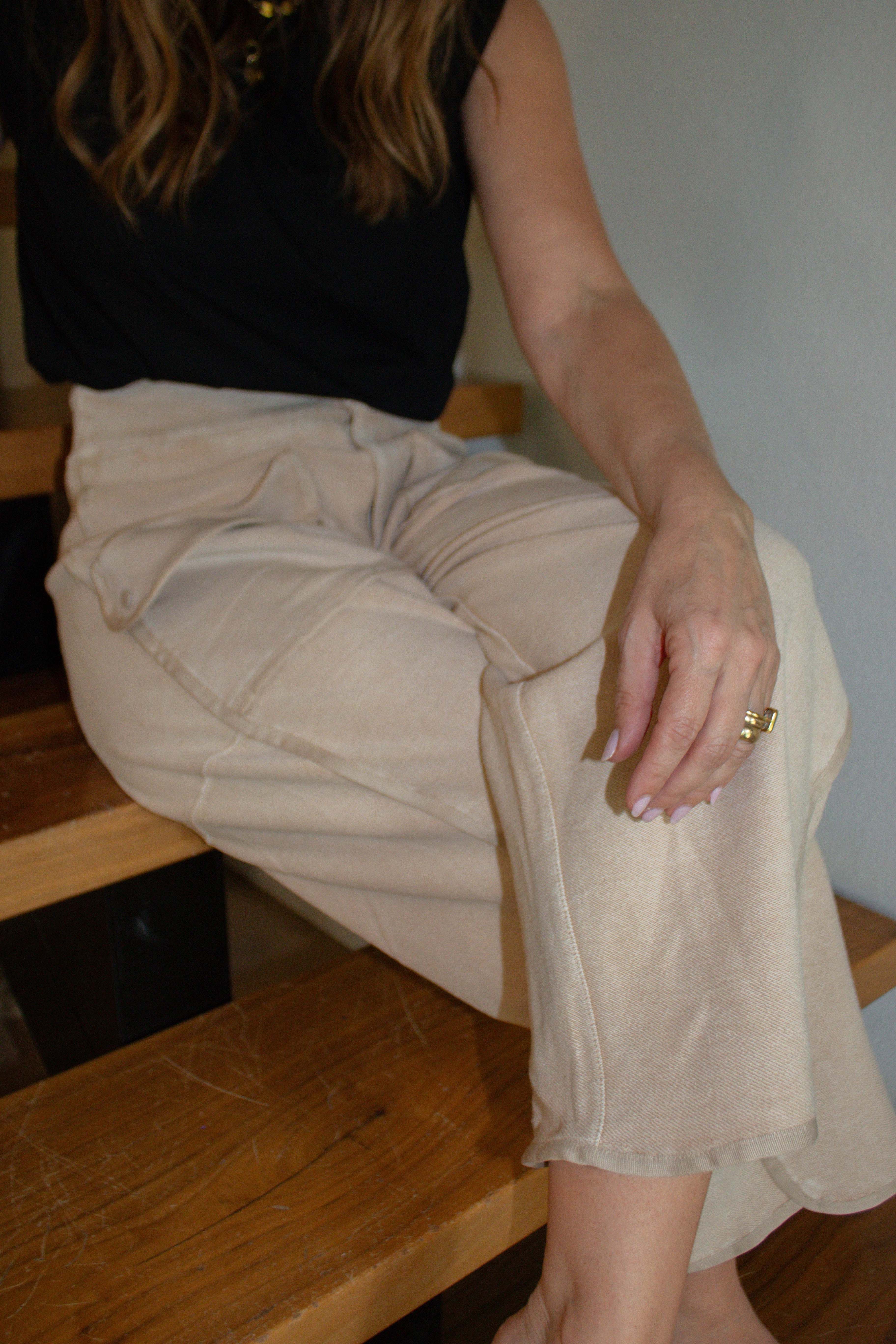 Reinforced Stress Points Vintage Washed Barrel Pants - Sand