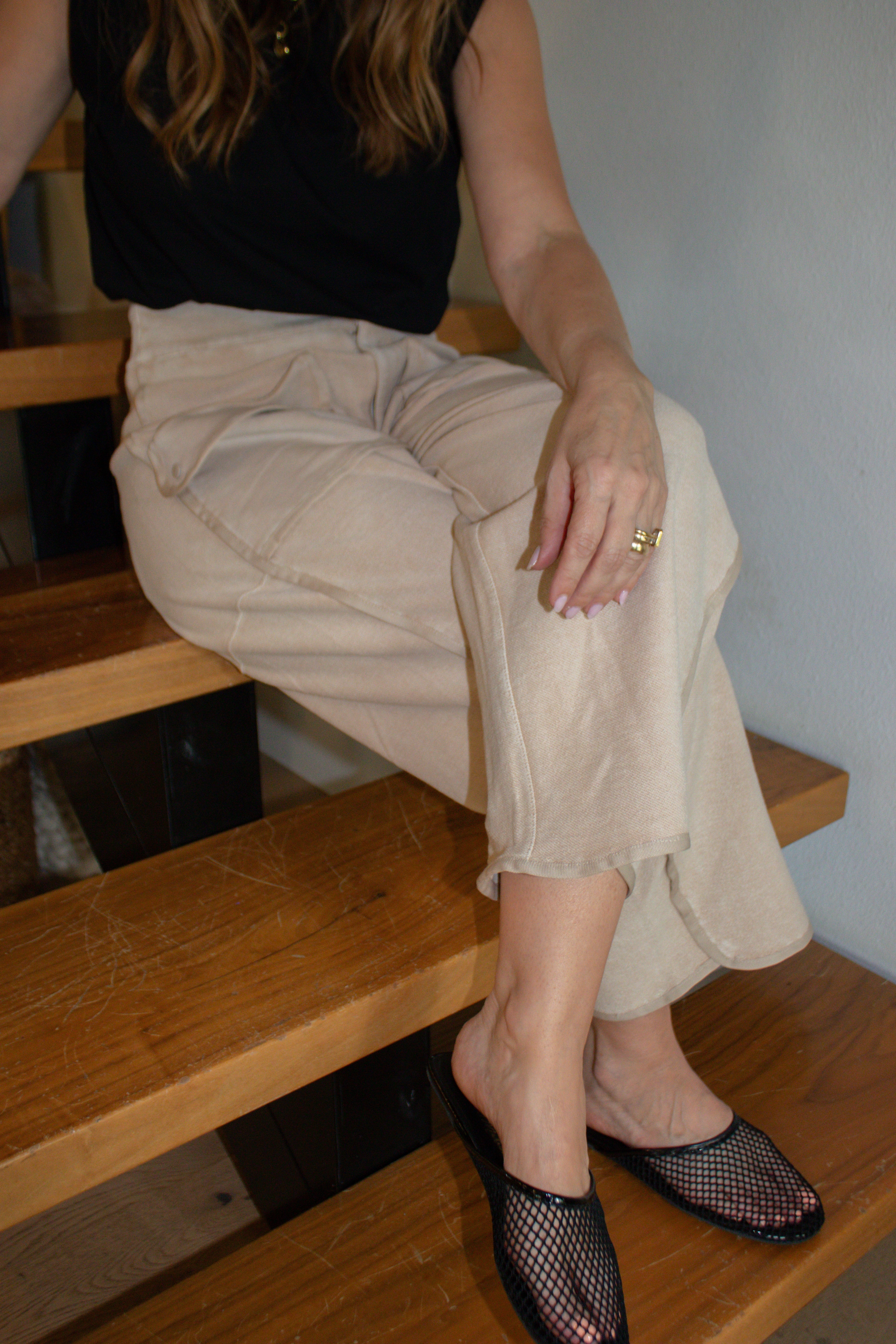 Vintage Washed Barrel Pants - Sand UVProtectionCoating