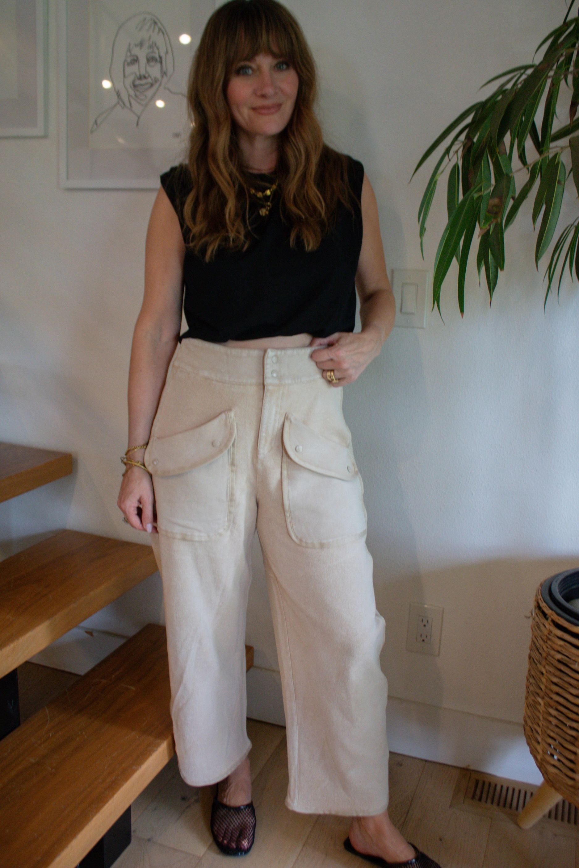 StretchFit Vintage Washed Barrel Pants - Sand