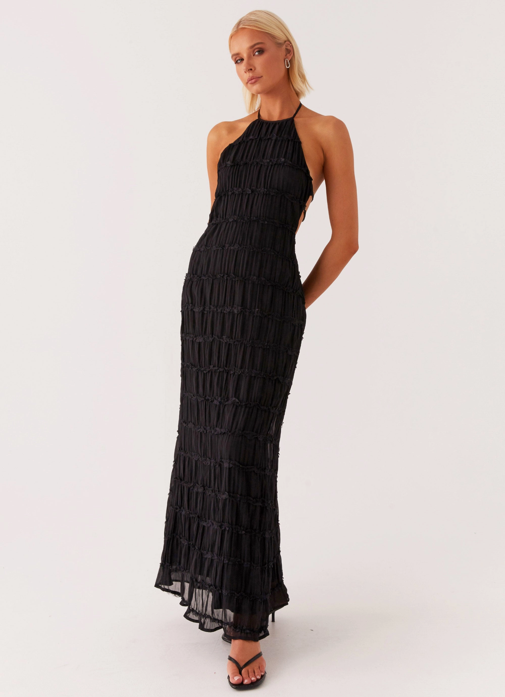 Aullie Maxi Dress - Black Silky Shine Timeless Look Wear