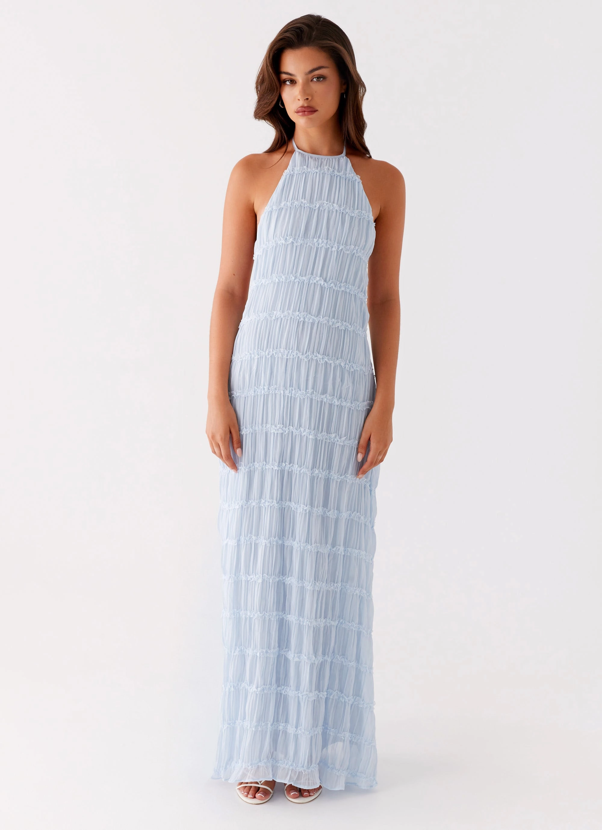 Aullie Maxi Dress - Blue WrinkleResistantFinish Delicate Lines