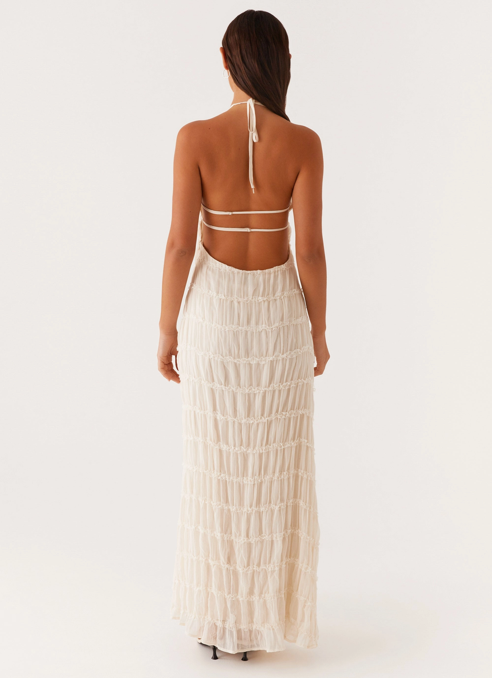 Aullie Maxi Dress - Ivory Wrap-Style Curvy Glam