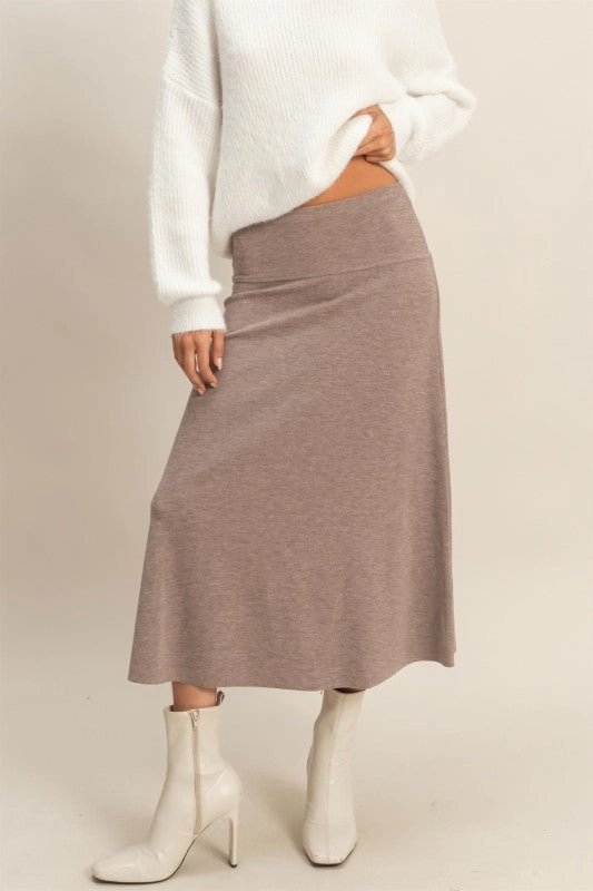 Soft Combo Autumn Contemporary Ribbed Knit Skirt