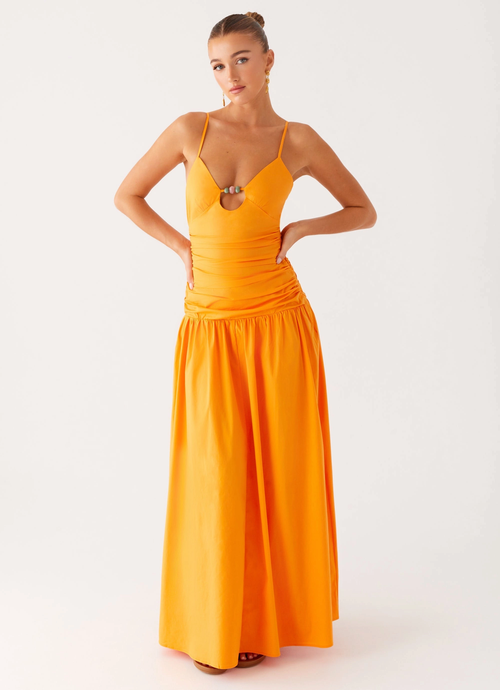 Silky Finish Avani Maxi Dress - Orange
