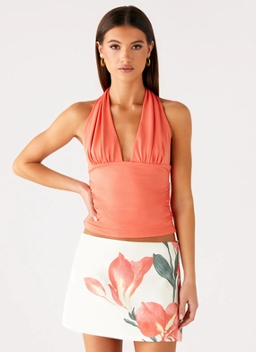 Avena Halter Top - Coral Everyday Wear
