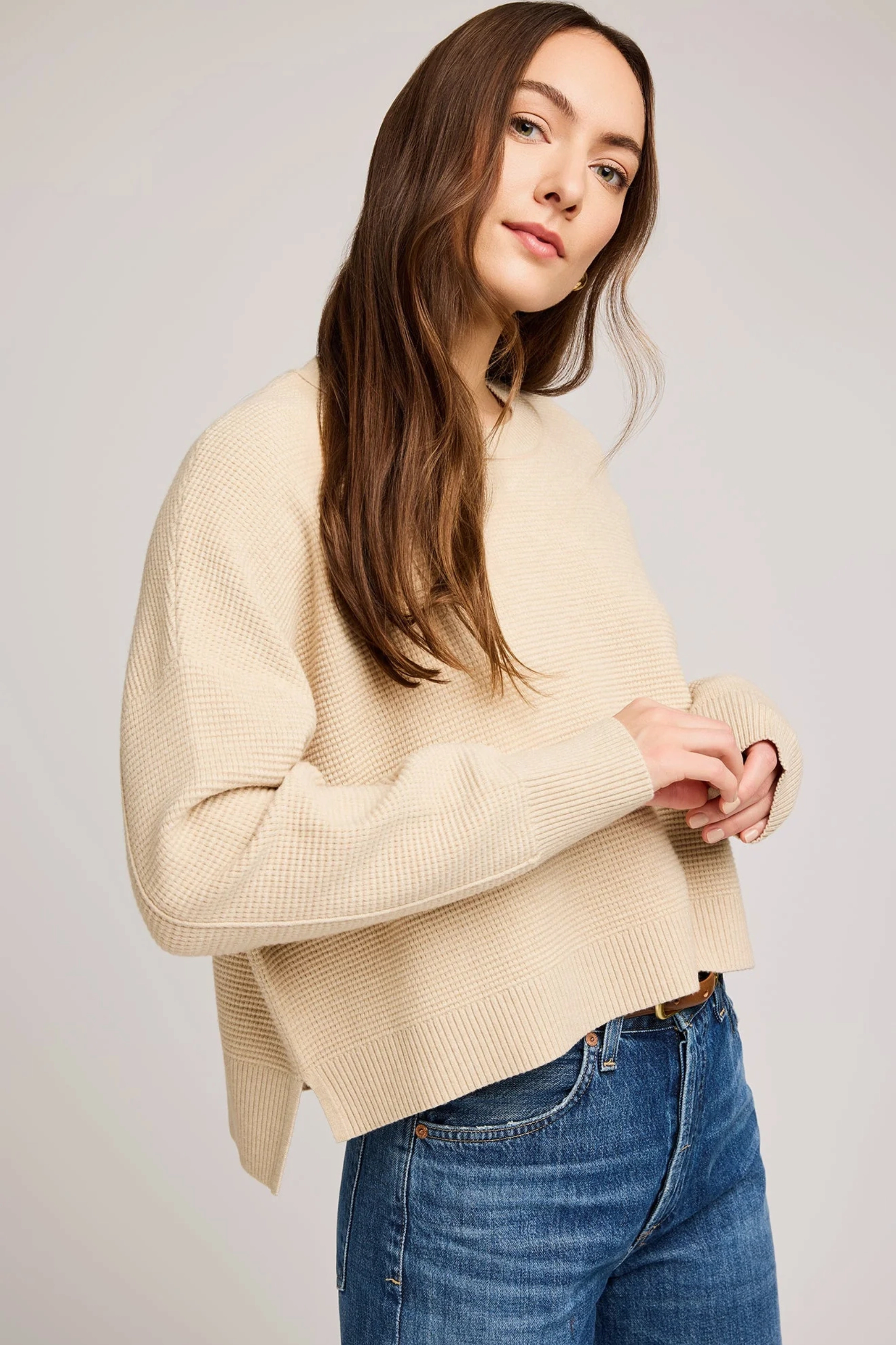 Axel Crewneck Sweater - Heather Sandstone BreathableFabric Zero Waste Production Label