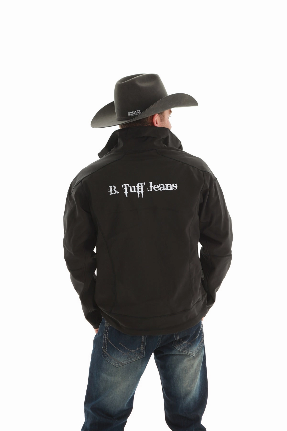 B Tuff Mens Black Microfiber Jacket Softshell StretchFit Silhouette Light Activated Cooling