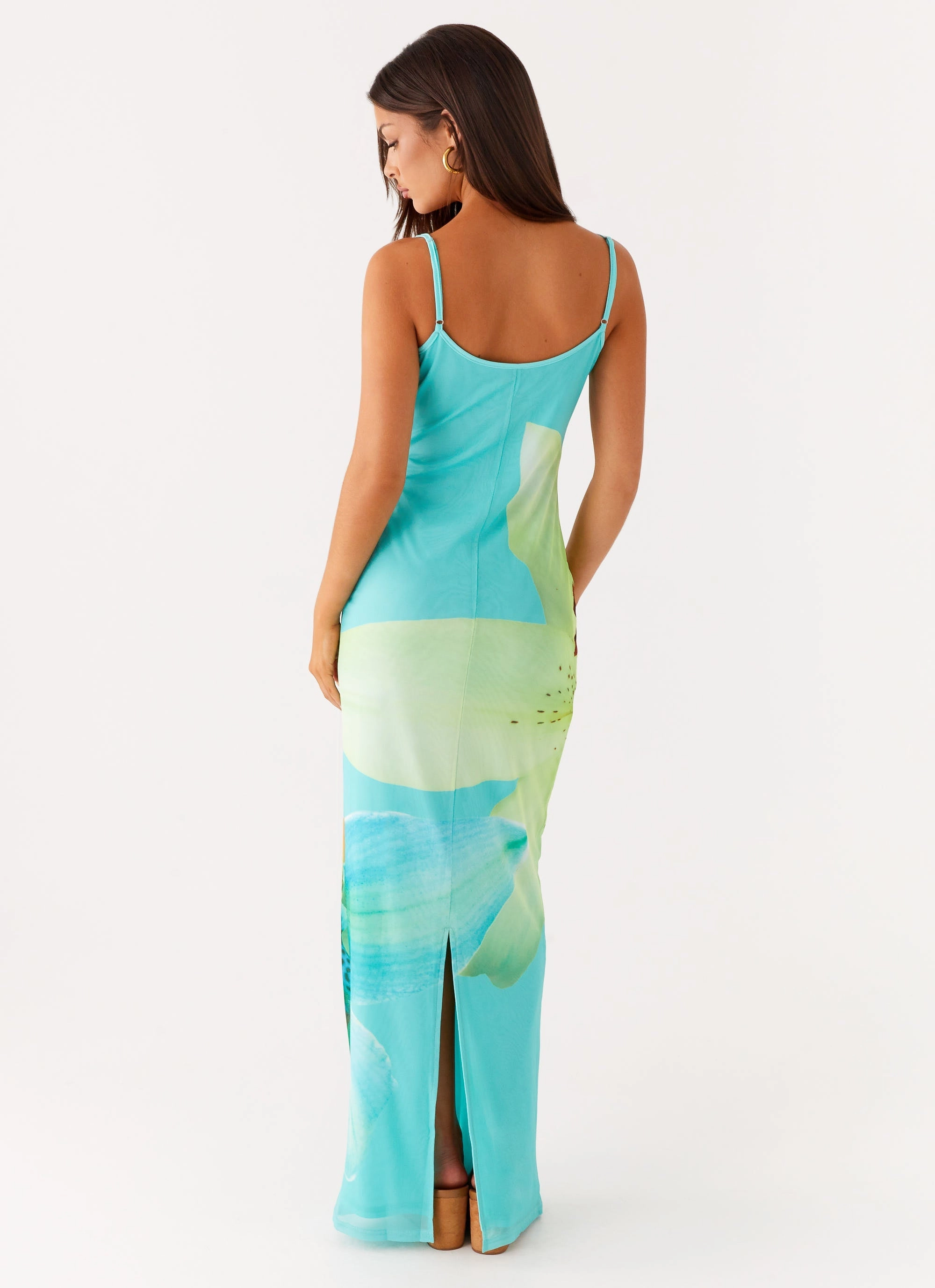 Bad News Mesh Maxi Dress - Turquoise Floral Exclusive-Design