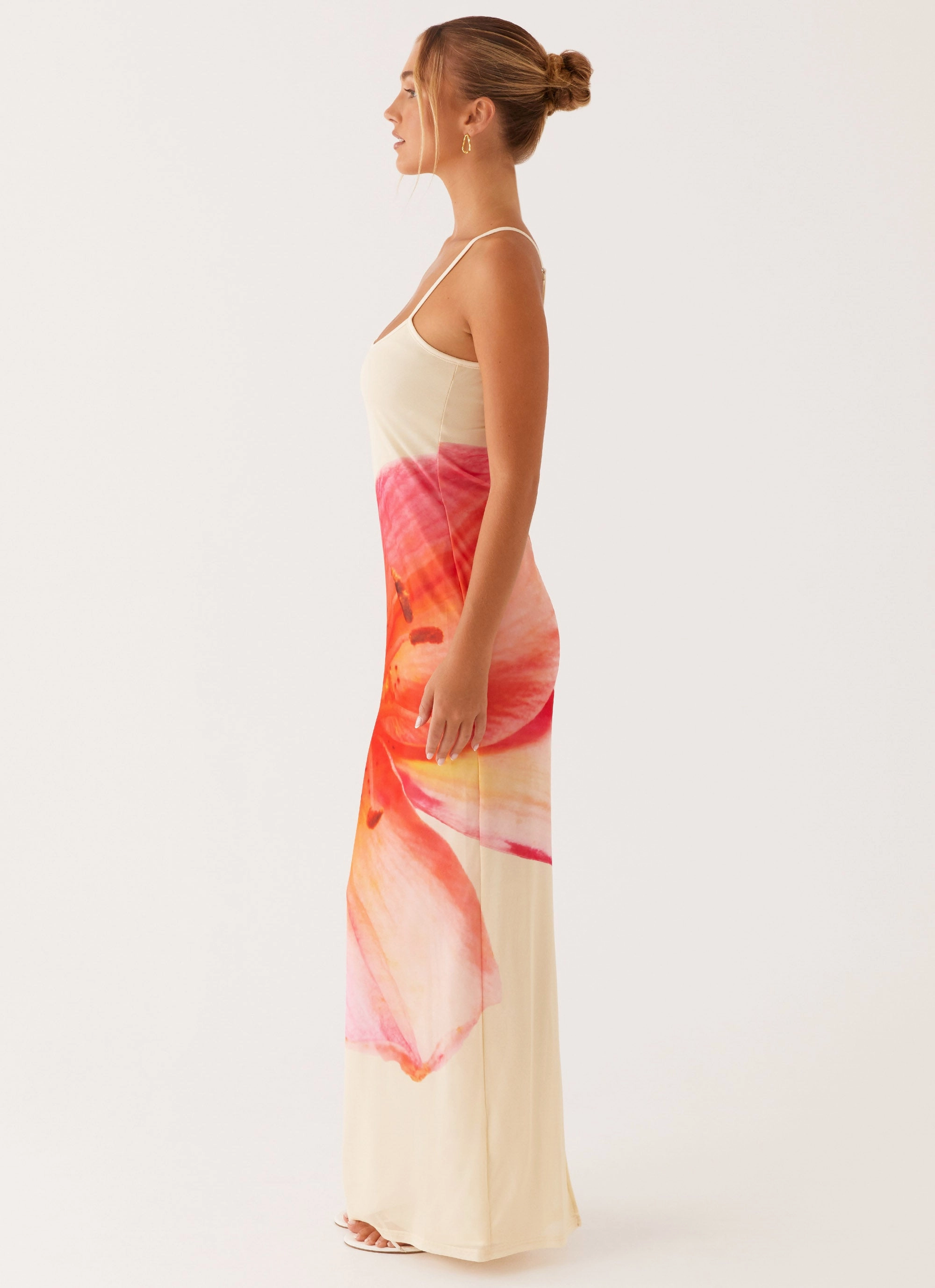 Crisp Silhouette Bad News Mesh Maxi Dress - Yellow Floral