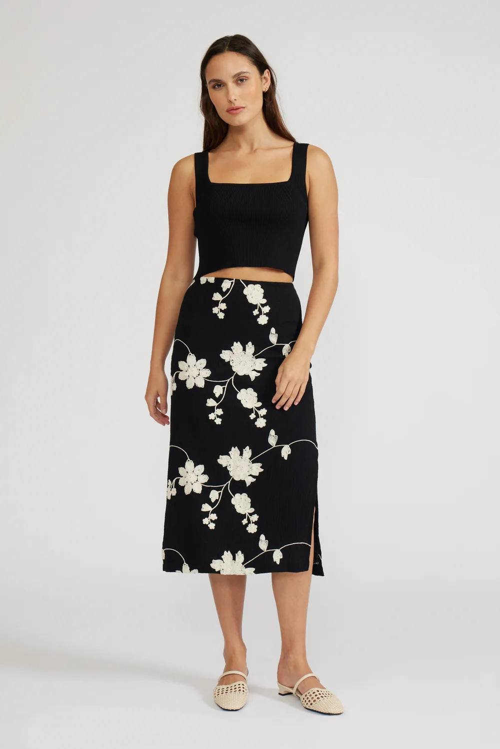 Baez Crop Top Compact Jacquard Weave