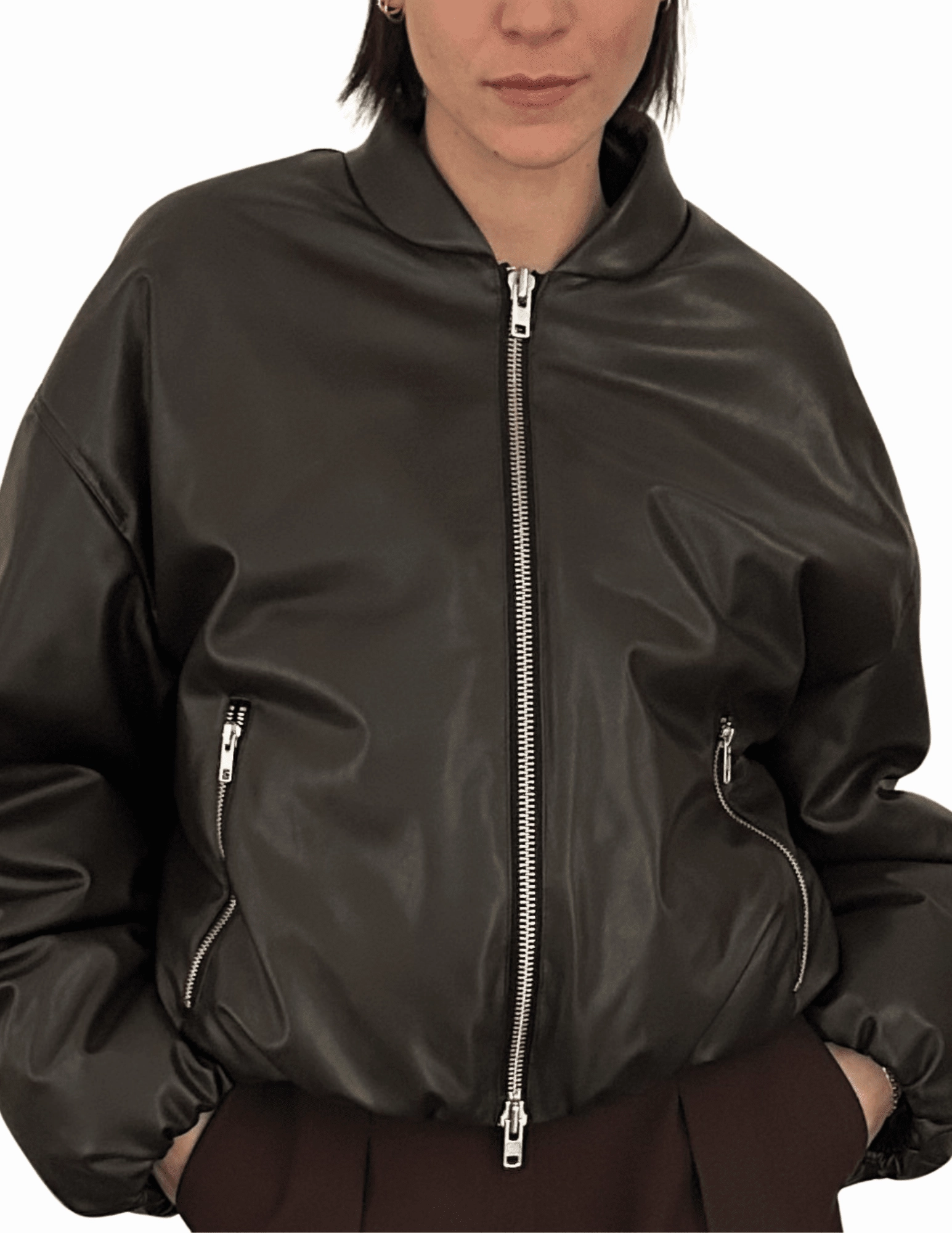 A.L.C. Mitchell Vegan Leather Jacket Stretchable Material