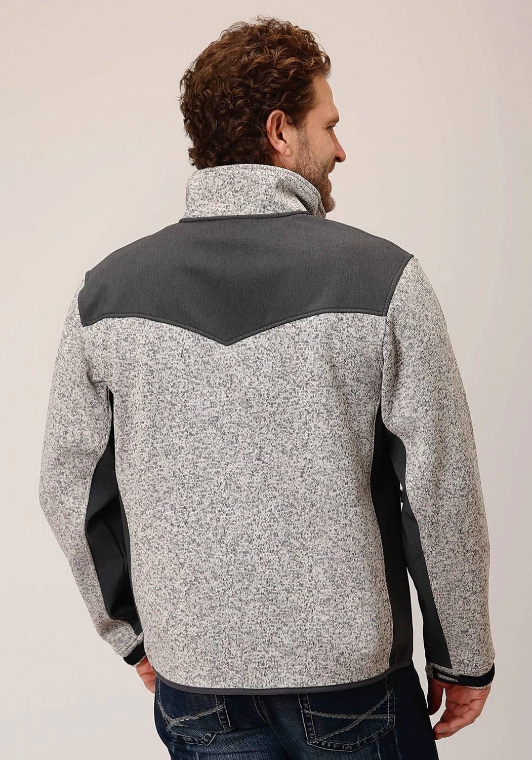 Convertible Collar Style Cozy Layering Roper Mens Sweater Knit Oatmeal 100% Polyester Fleece Jacket