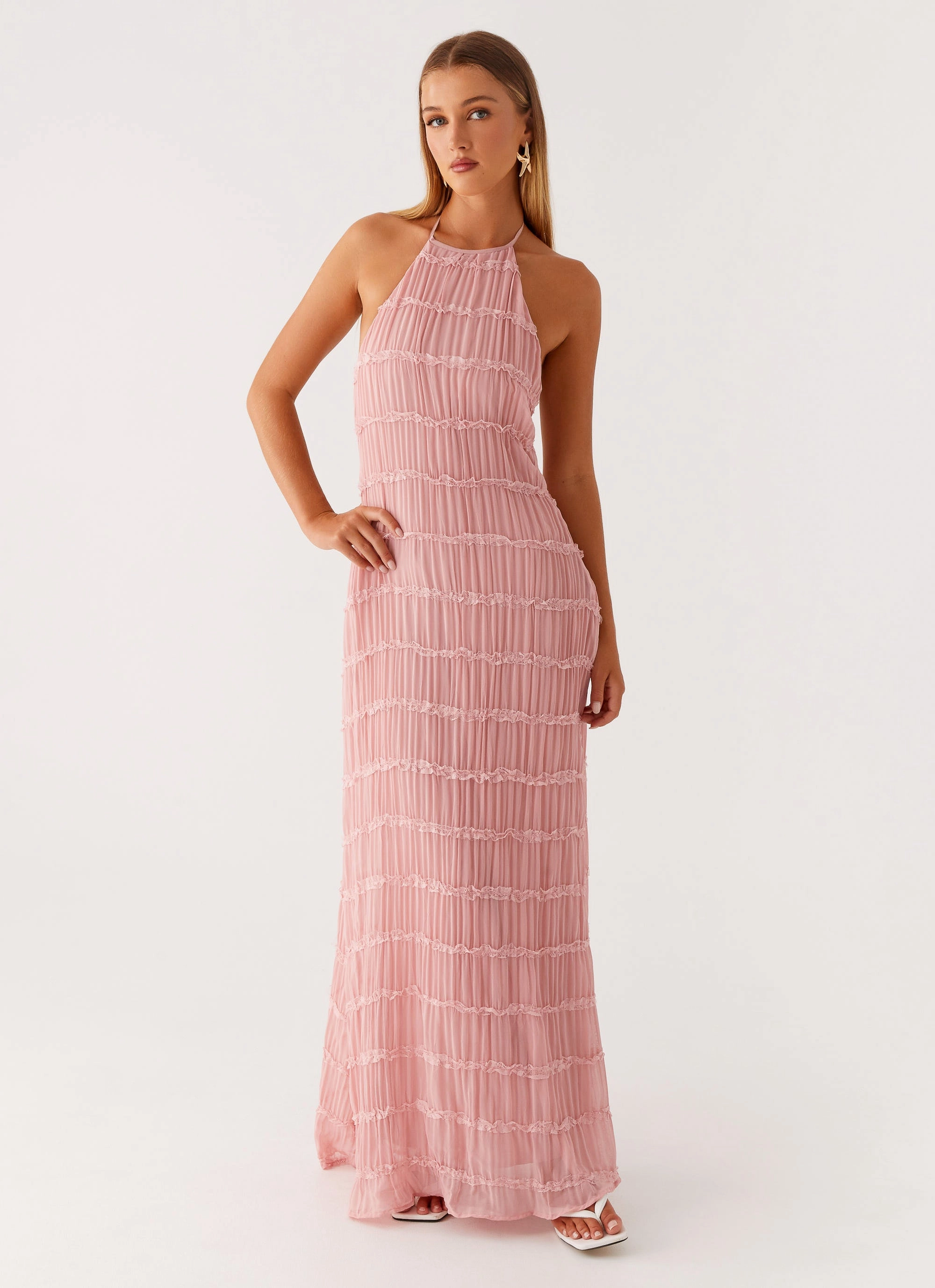 Stylish Cut Fashionable Comfort Wear Aullie Maxi Dress - Pink