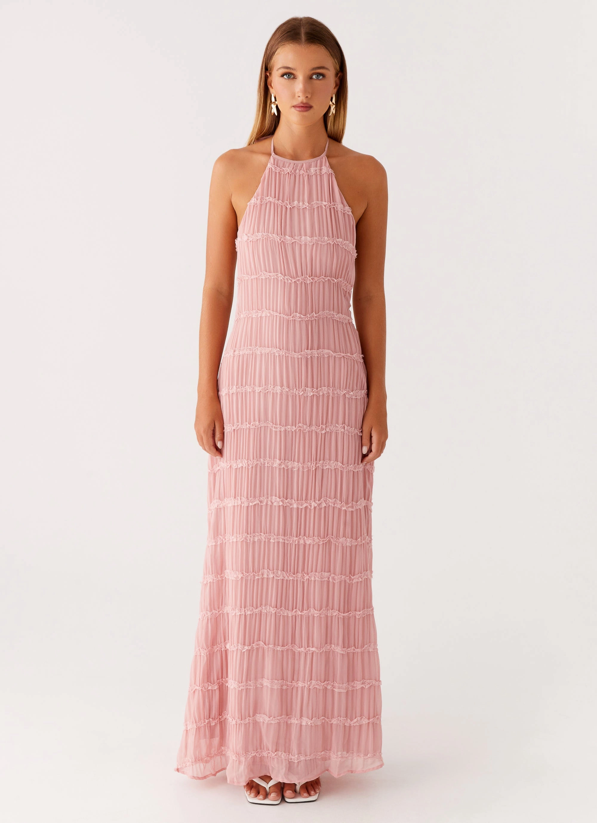 Front Ruffle Street Mood Aullie Maxi Dress - Pink