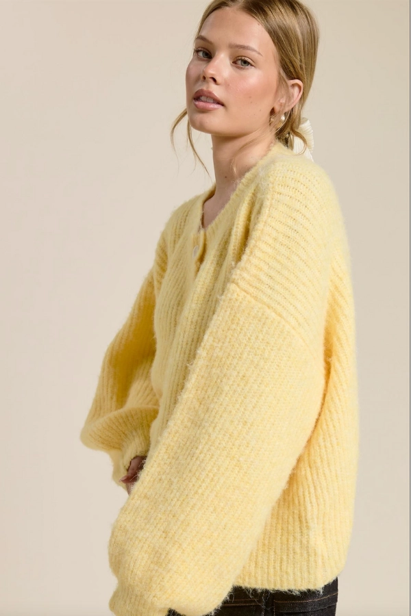 Balloon Sleeve Knit Cardigan - Butter Outdoor Ready