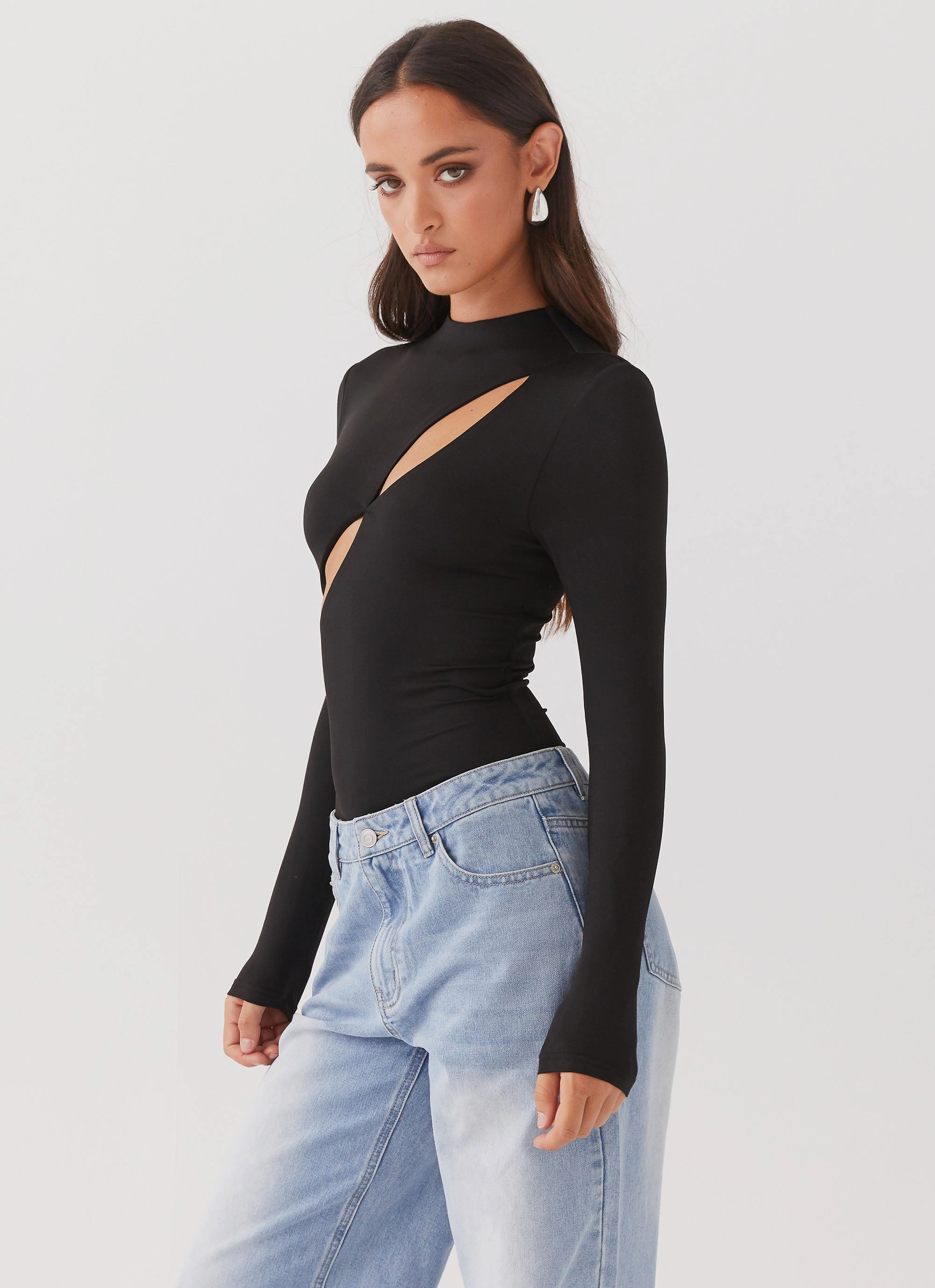 Special Affair Long Sleeve Bodysuit - Black HeatSealed Seams