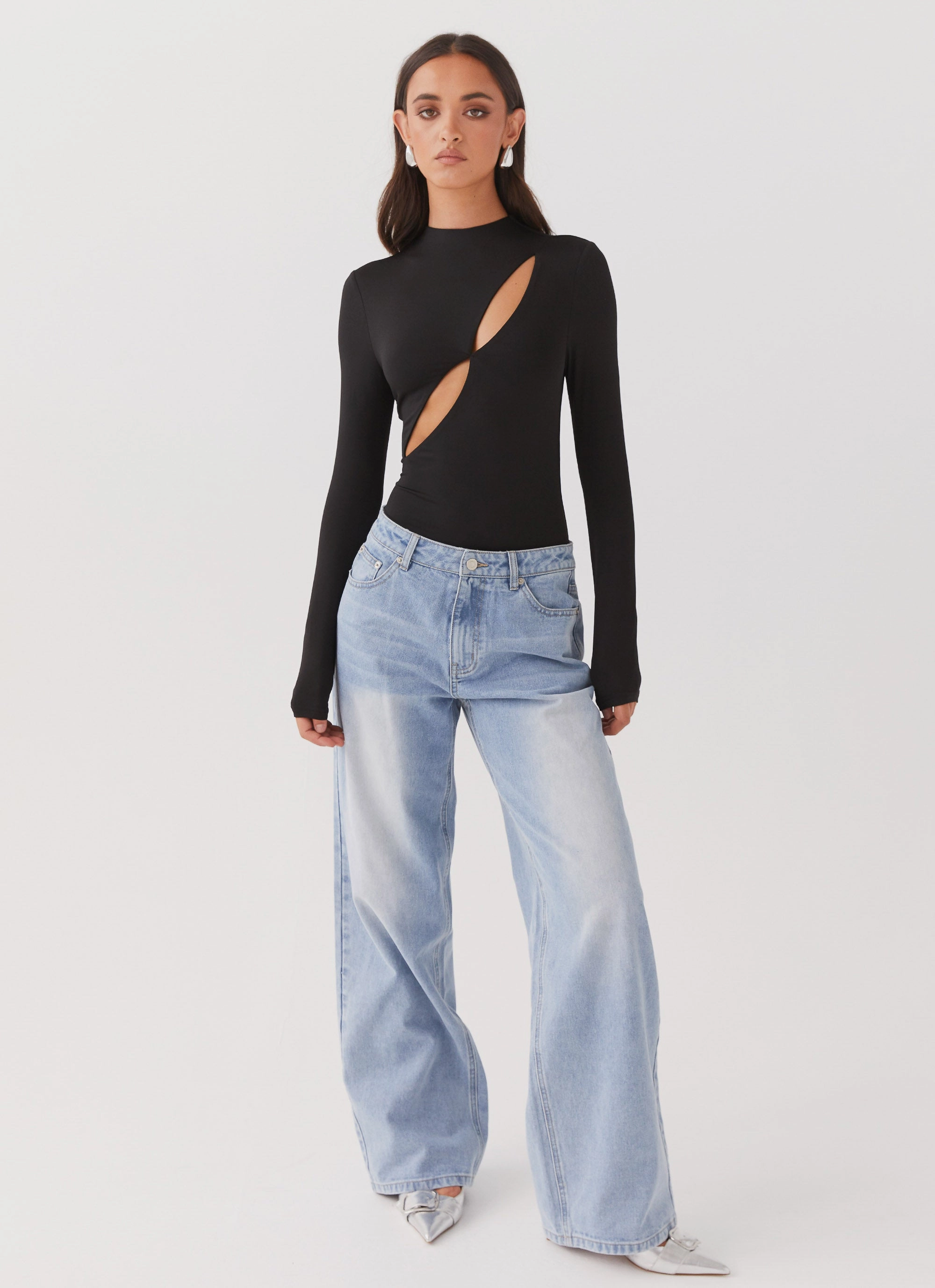 Special Affair Long Sleeve Bodysuit - Black Long Sleeve Polo