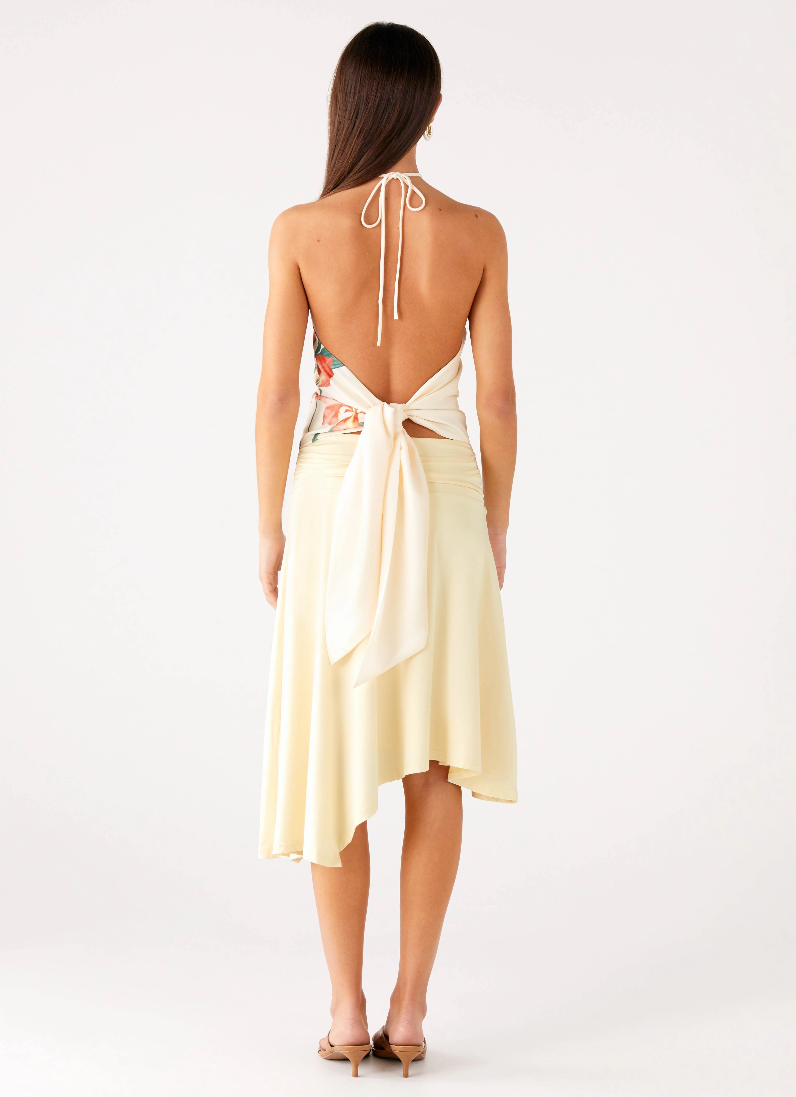 Loreta Beaded Tie Back Top - Siena Floral sporty wear Circular Knit Technique