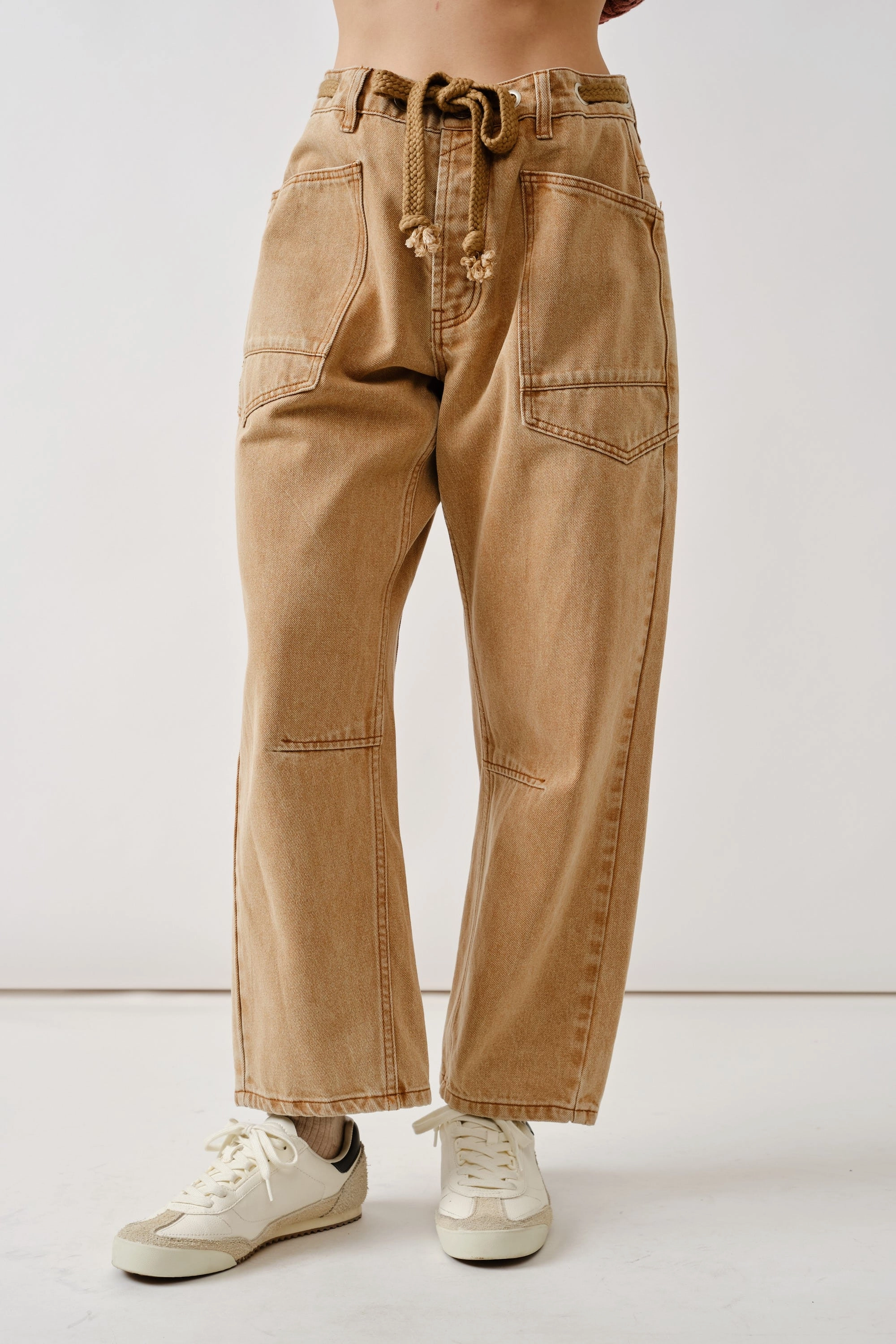Barrel Denim Pants - Rust Tailored Seams