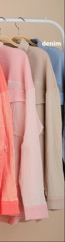 Connor Mineral Washed Oversized Gauze Shacket Jacket Rain Guard