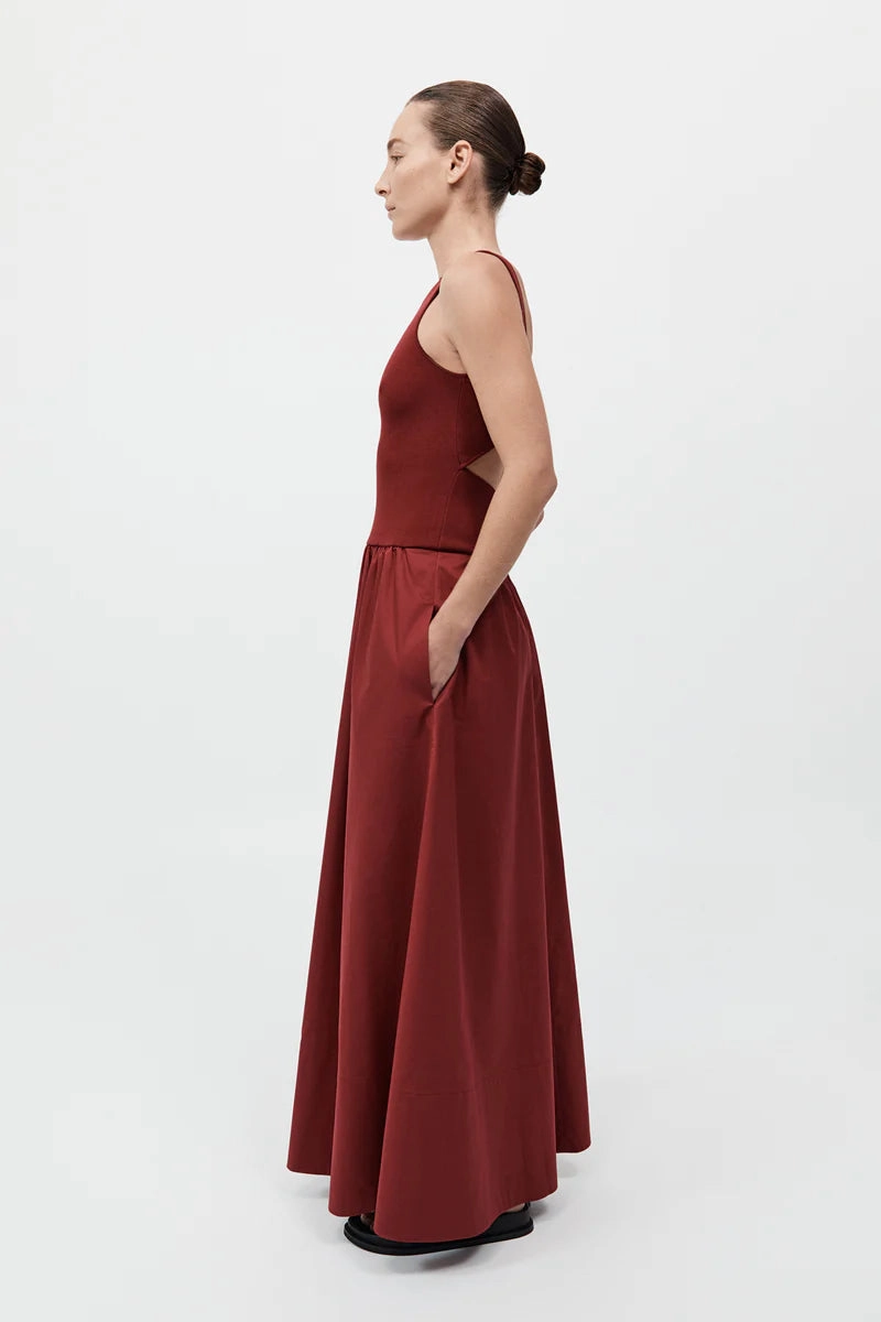 Tear Resistant Bateau Cut Out Dress in Berry