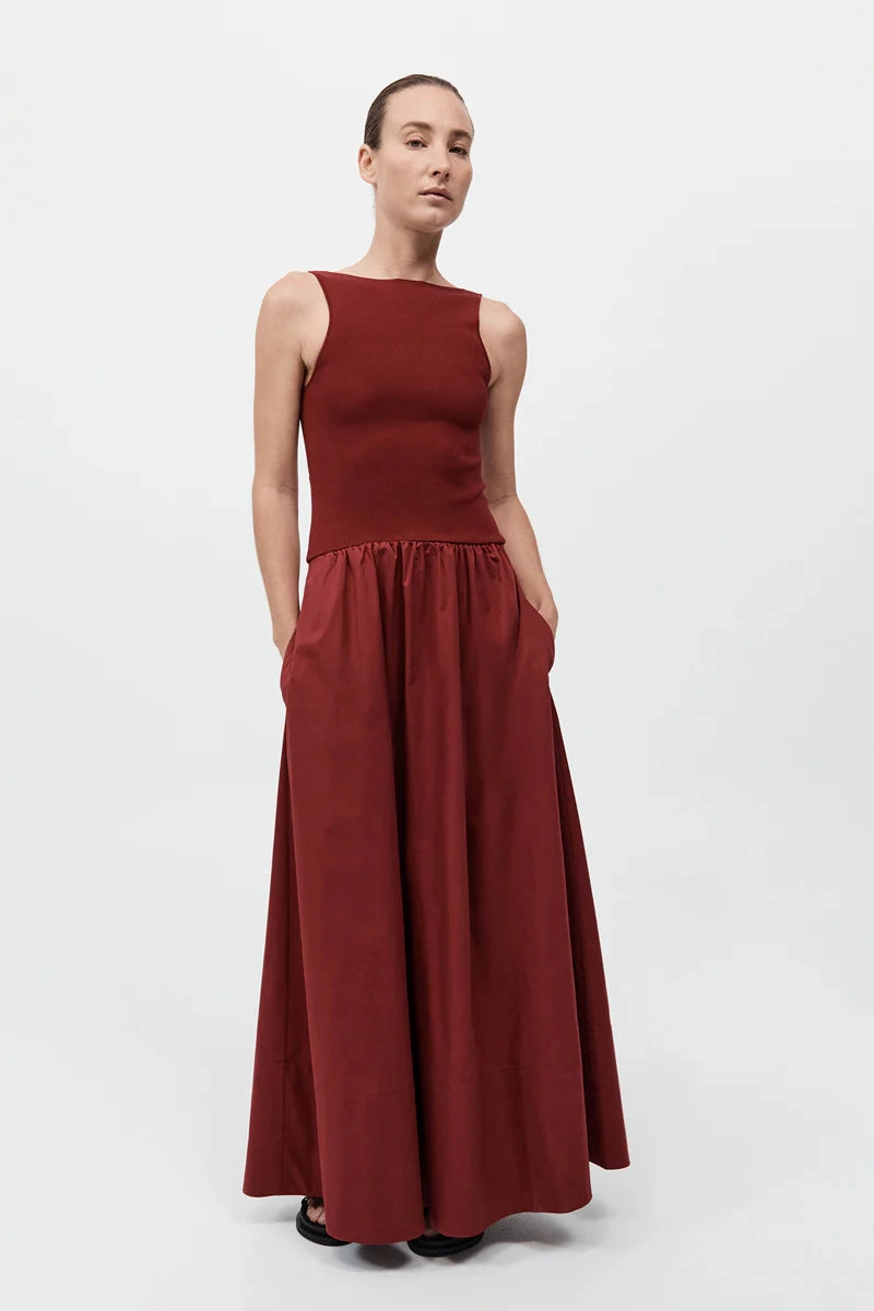 Vintage feel Chilly Wear Bateau Cut Out Dress in Berry