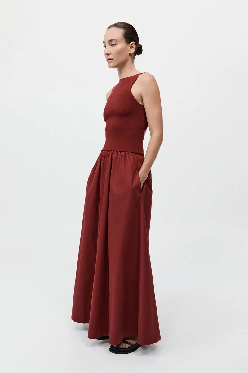 Mood Focused Bateau Cut Out Dress in Berry