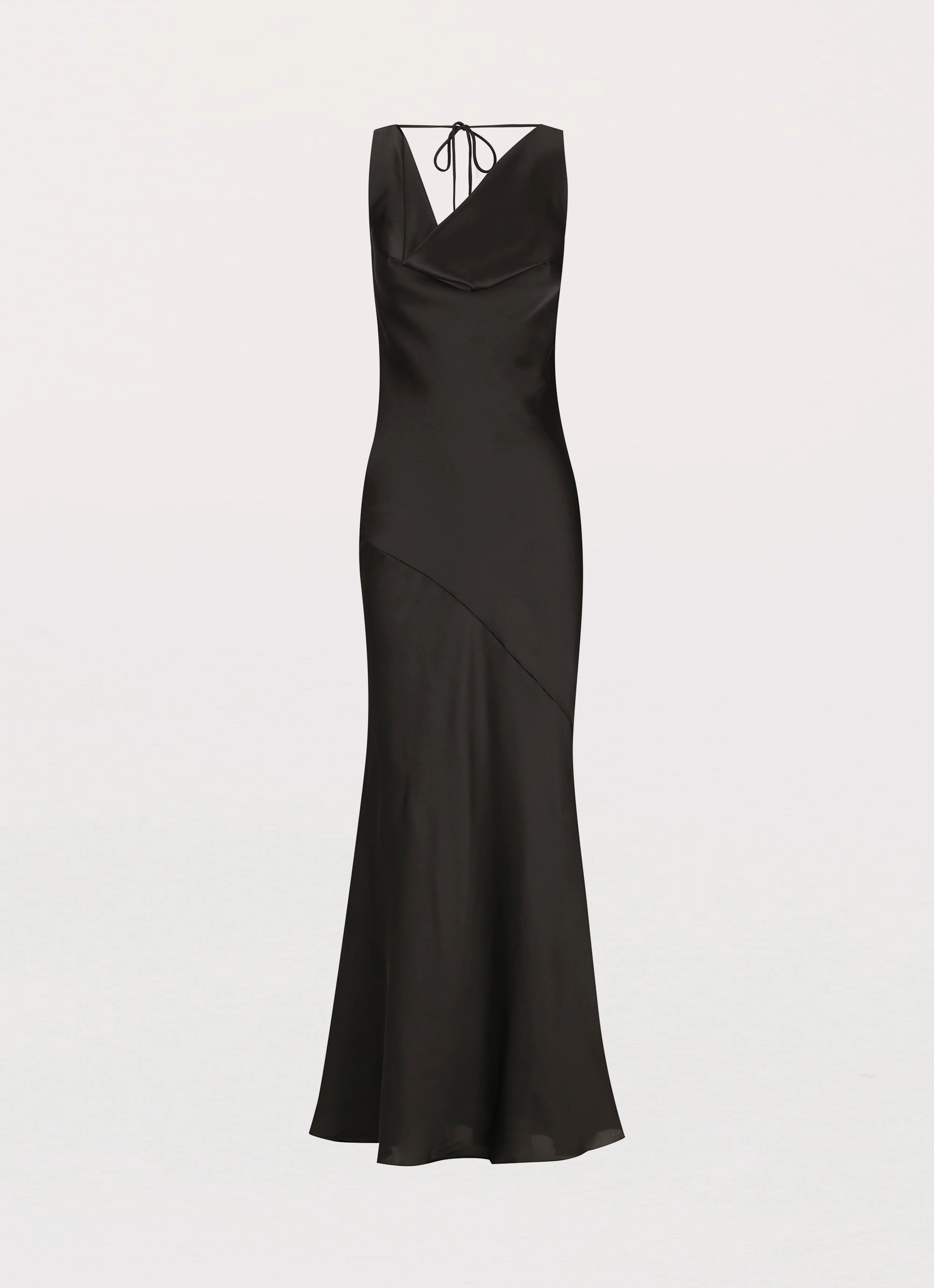 Neutral Aesthetic Be Mine Satin Maxi Dress - Black