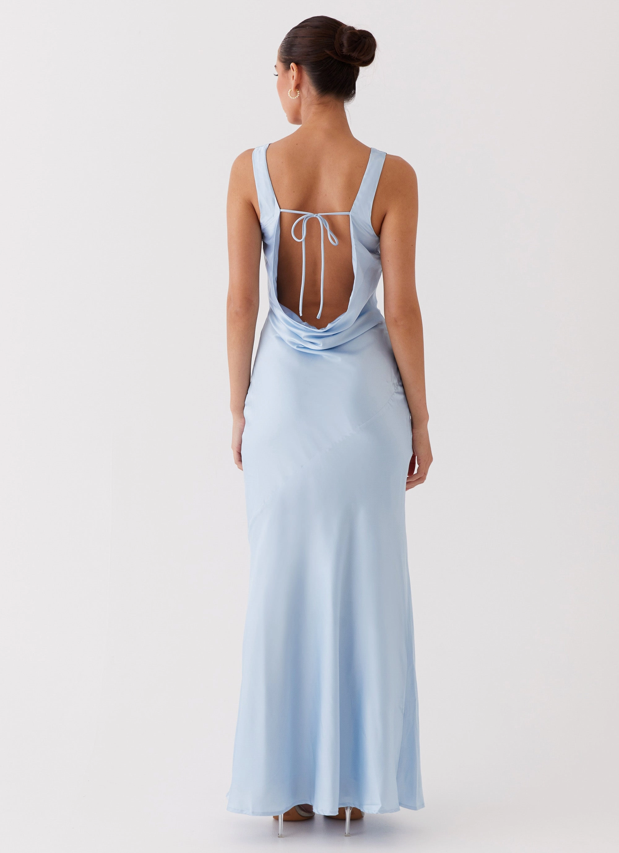 Comfort First Cozy Drape Be Mine Satin Maxi Dress - Blue
