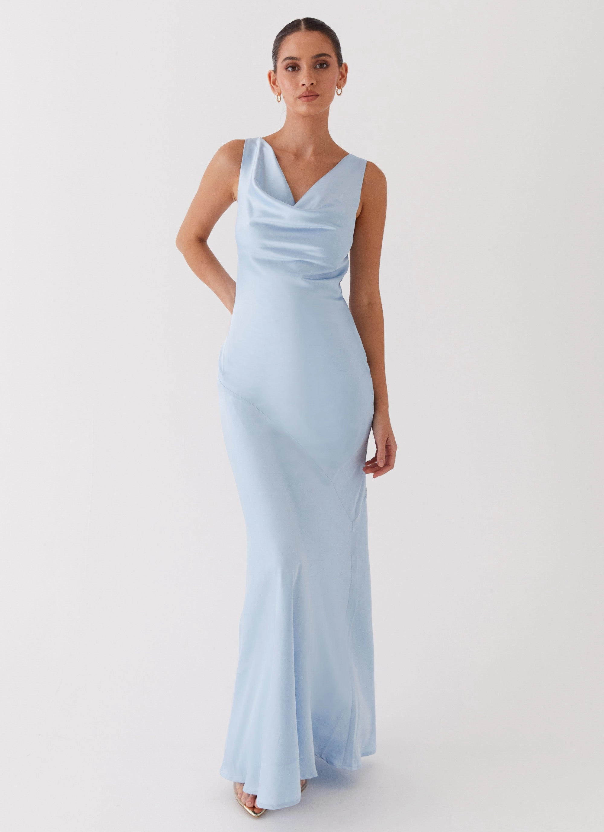 Color-Blocked Smart Layer Be Mine Satin Maxi Dress - Blue