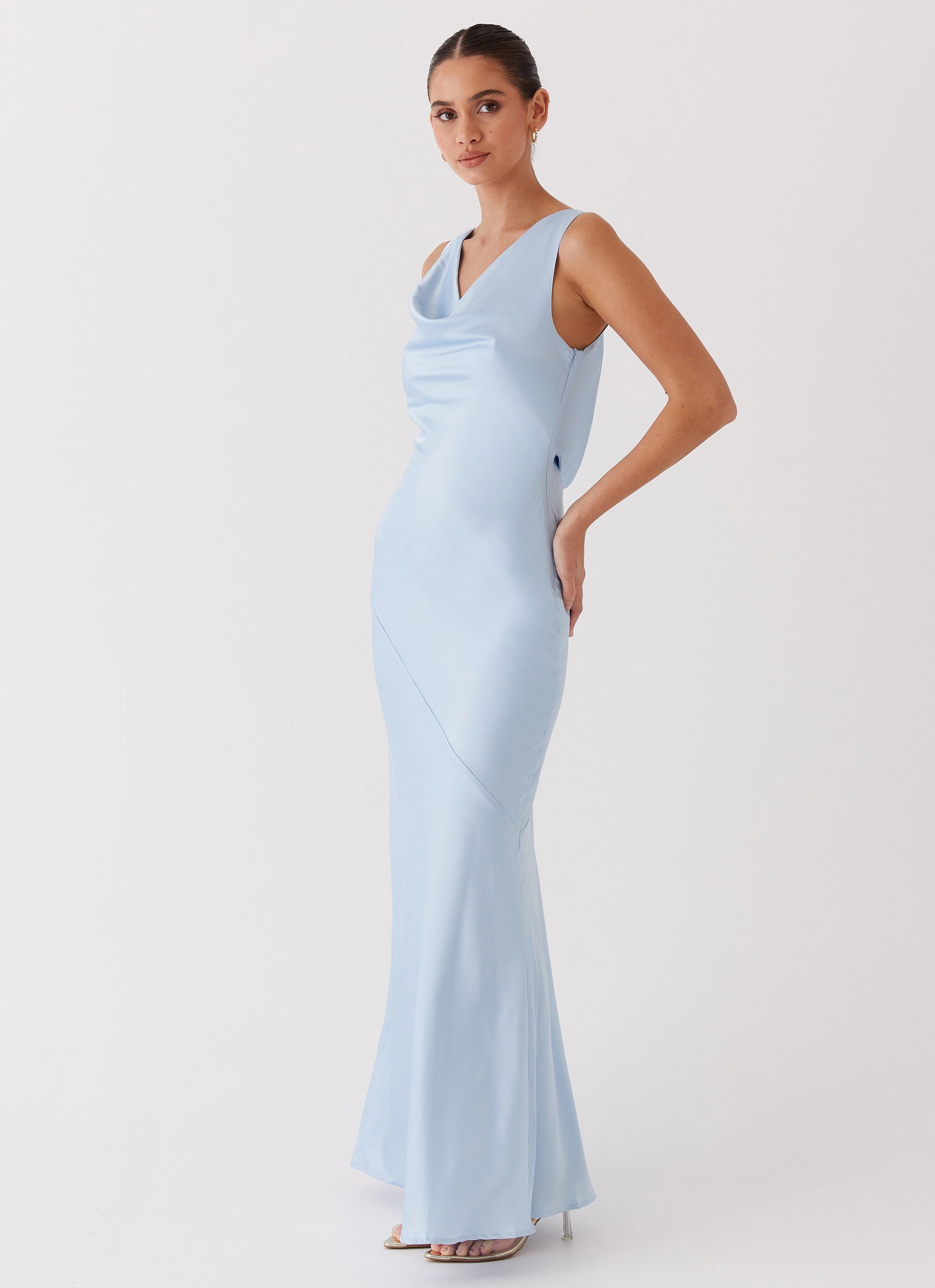 Be Mine Satin Maxi Dress - Blue Casual Chic Wear