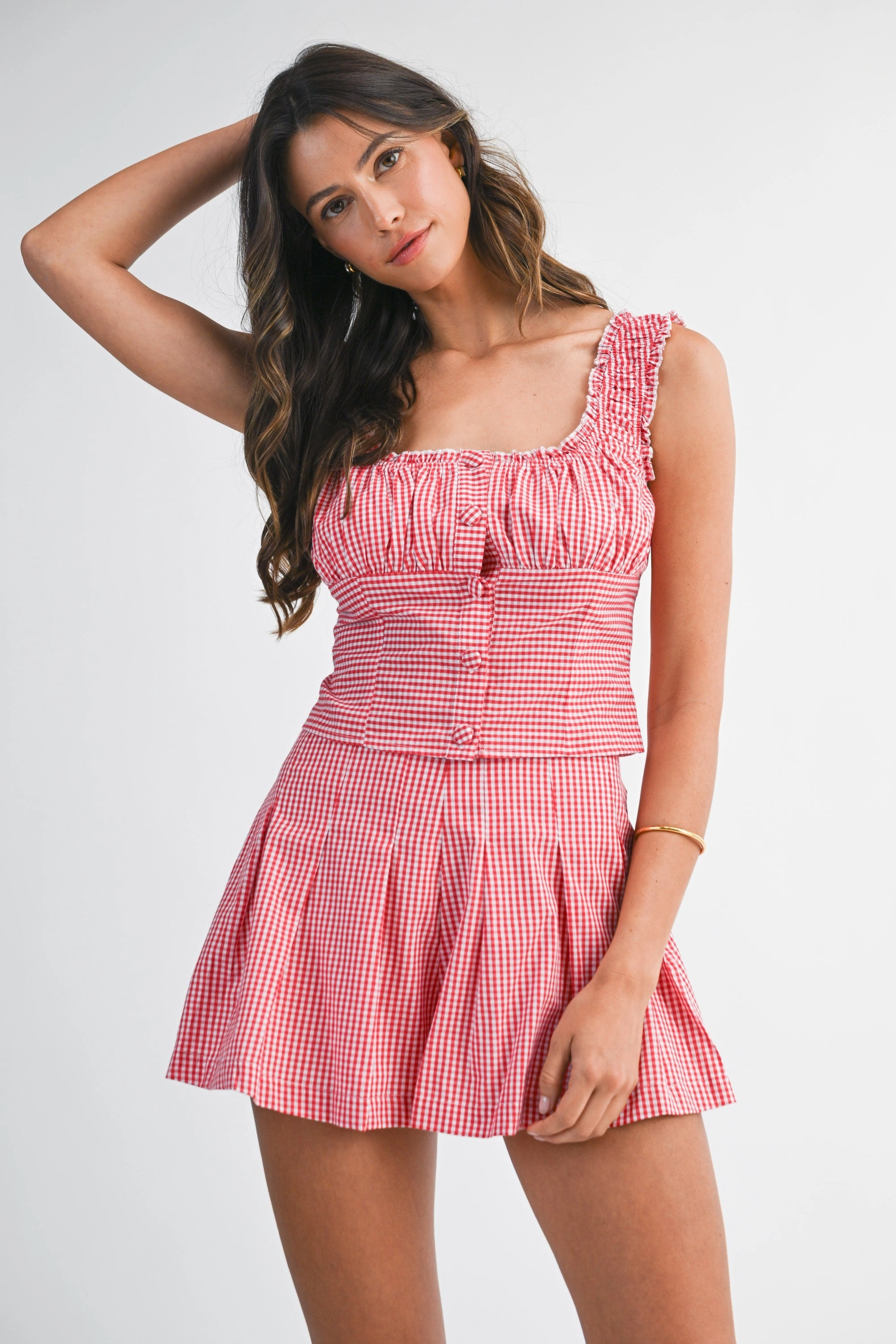 Sporty Comfort Fit NonIrritatingStitching Be My Guest Gingham Set - Red