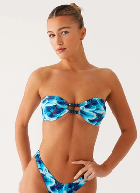 Active-Lifestyle Beach Bound Strapless Bikini Top - Turquoise Floral