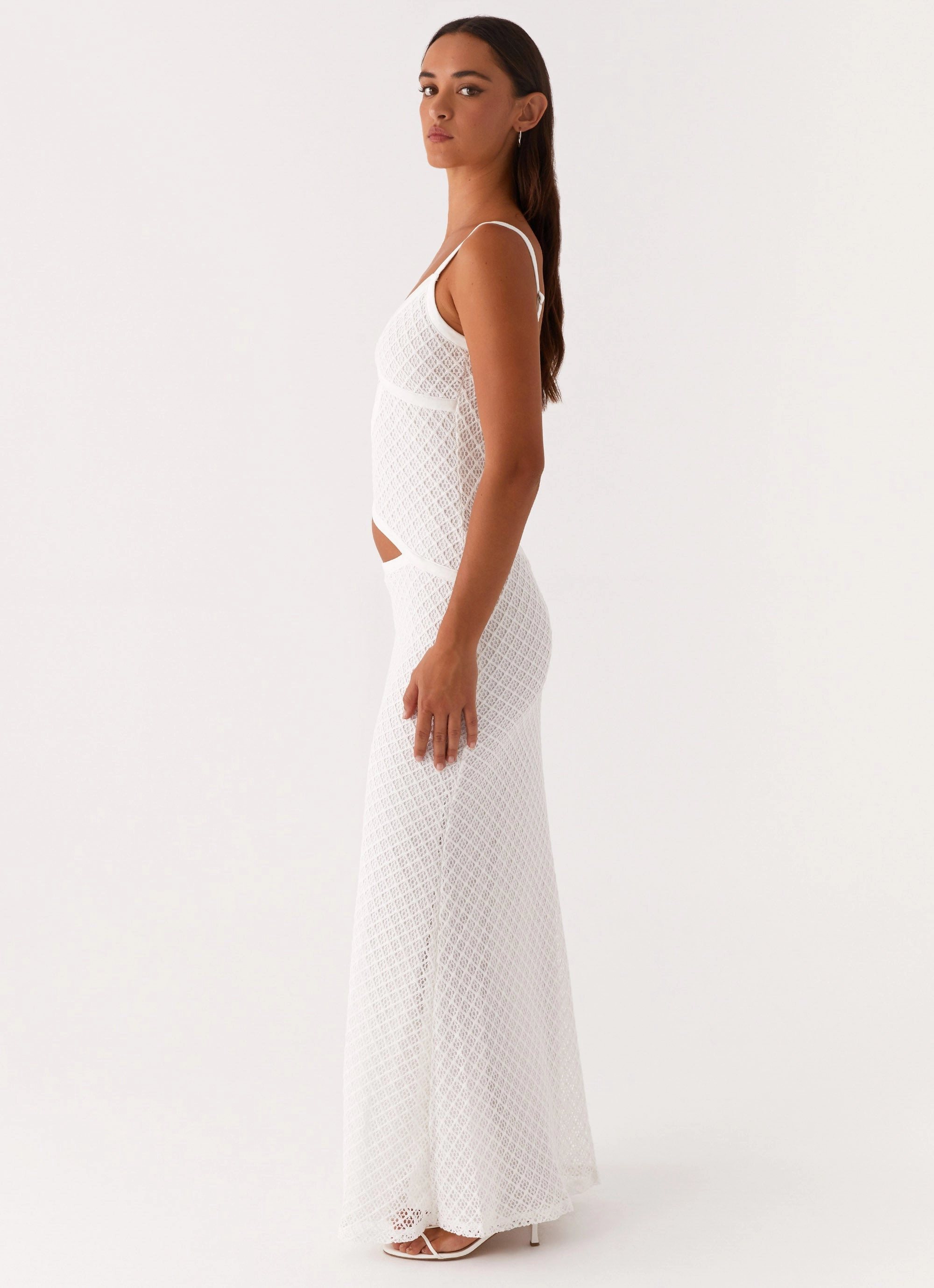 Jocelyn Maxi Dress - White Crochet Professional Comfort