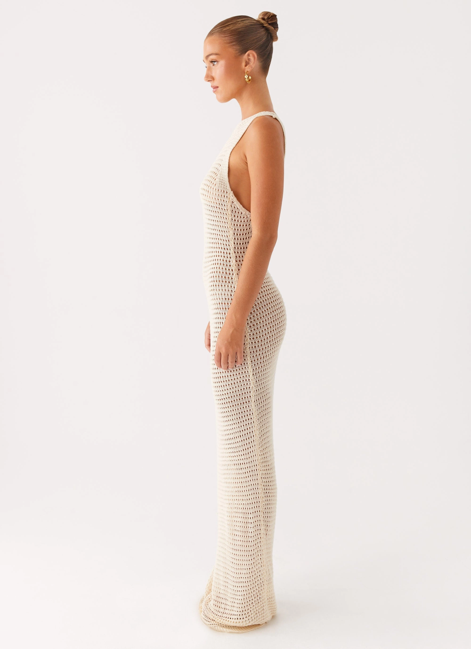 Fall Mood Beach House Crochet Maxi Dress - White