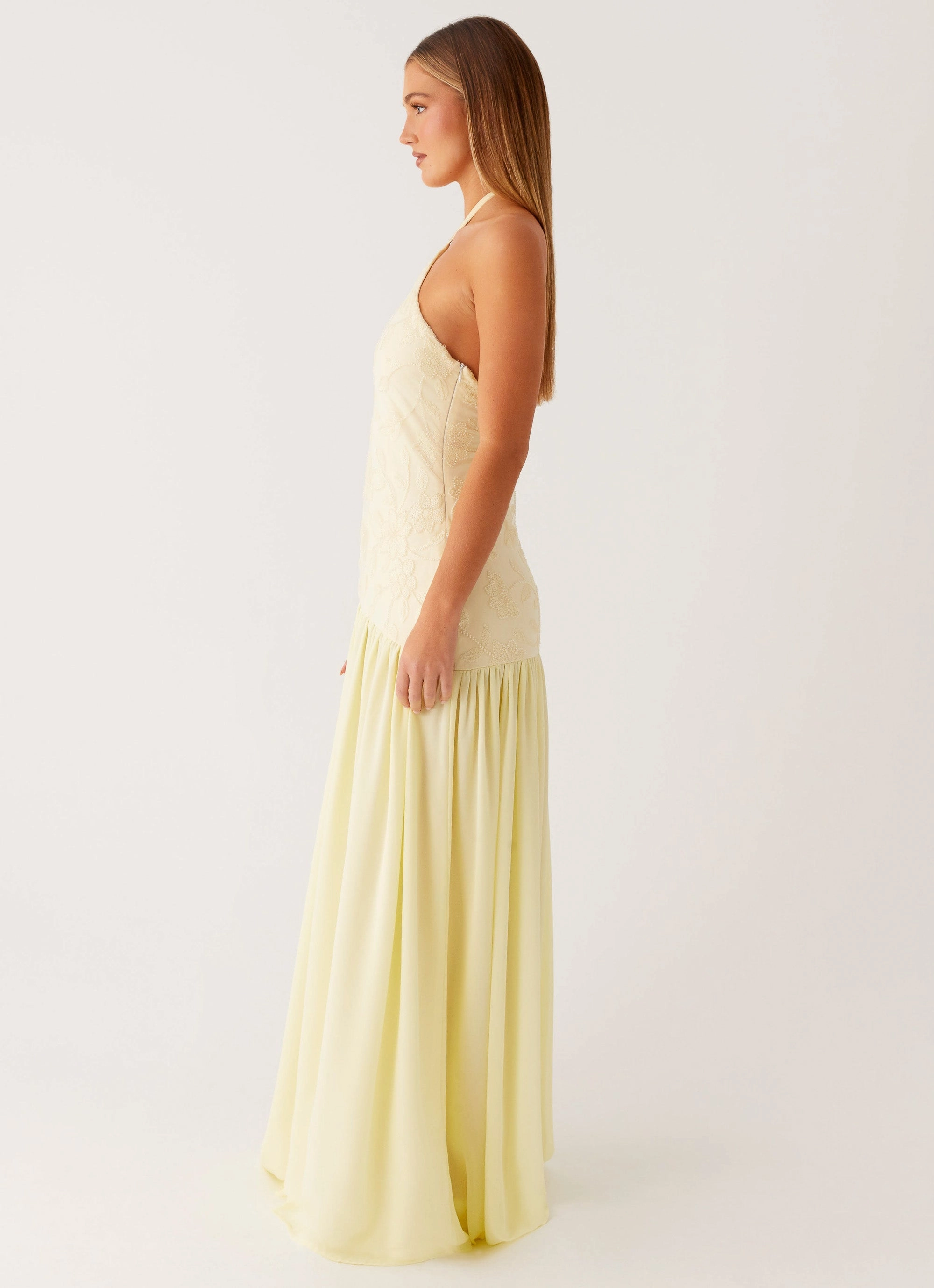Janelle Beaded Maxi Dress - Yellow Move Easy relaxed elegance