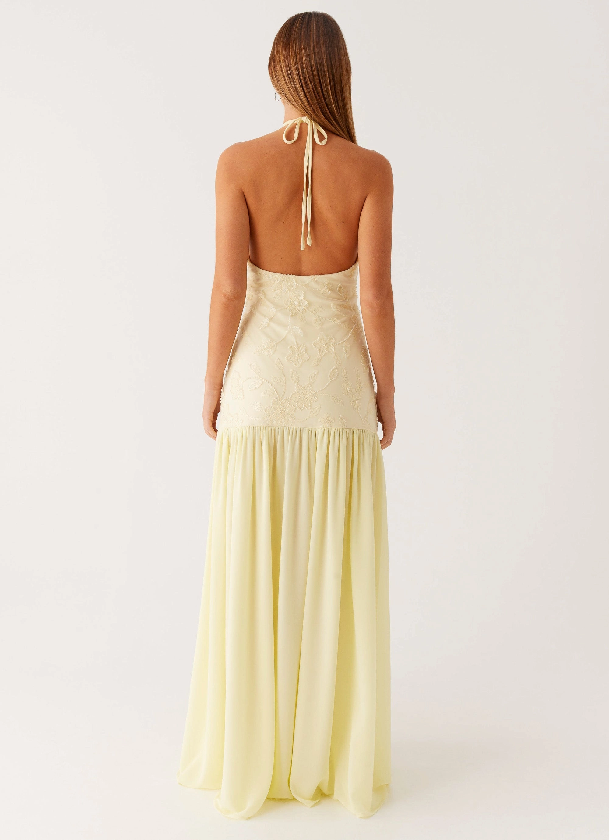 Janelle Beaded Maxi Dress - Yellow Autumn Look