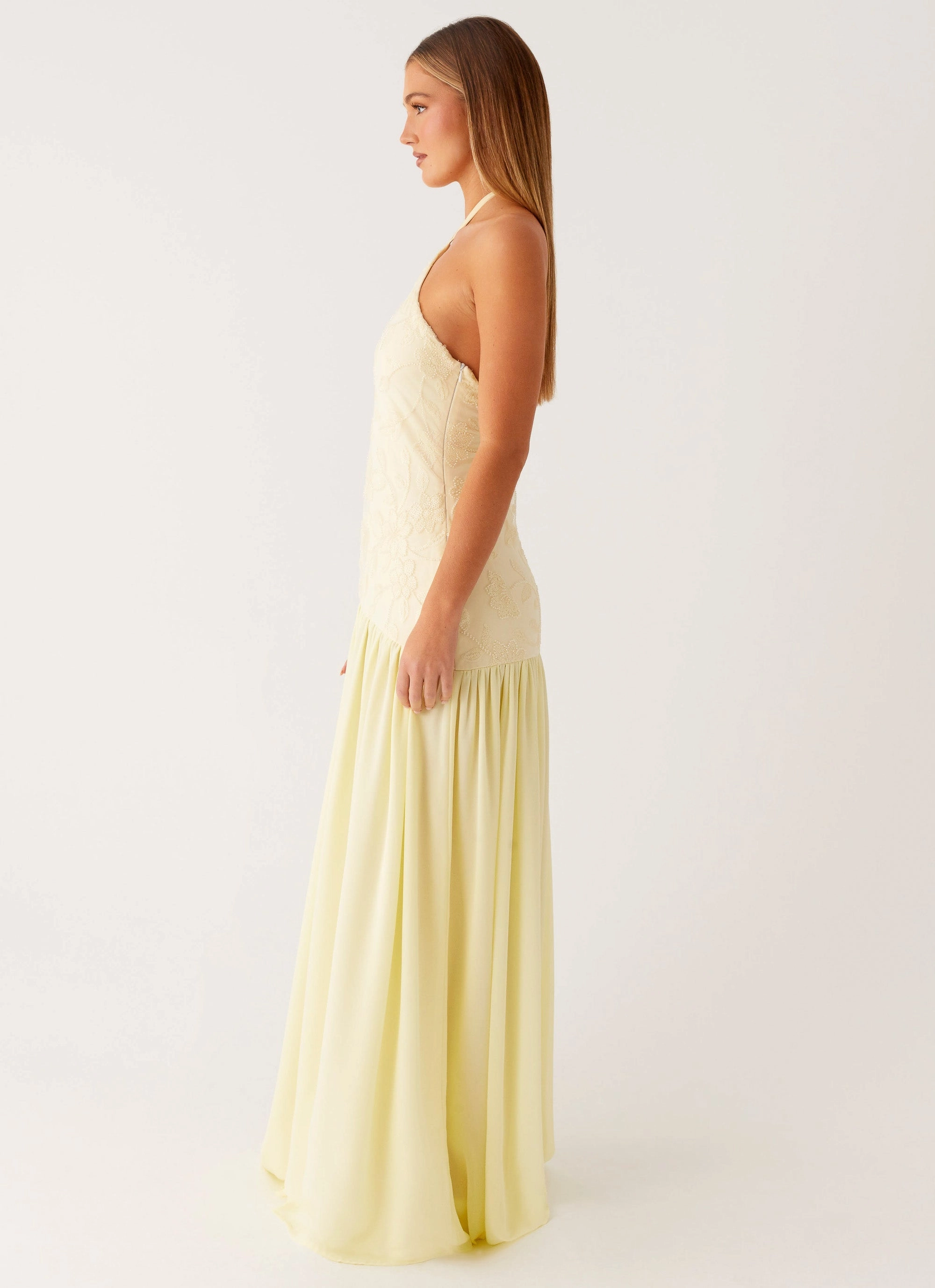 Sharp Detail Trend Smart Janelle Beaded Maxi Dress - Yellow