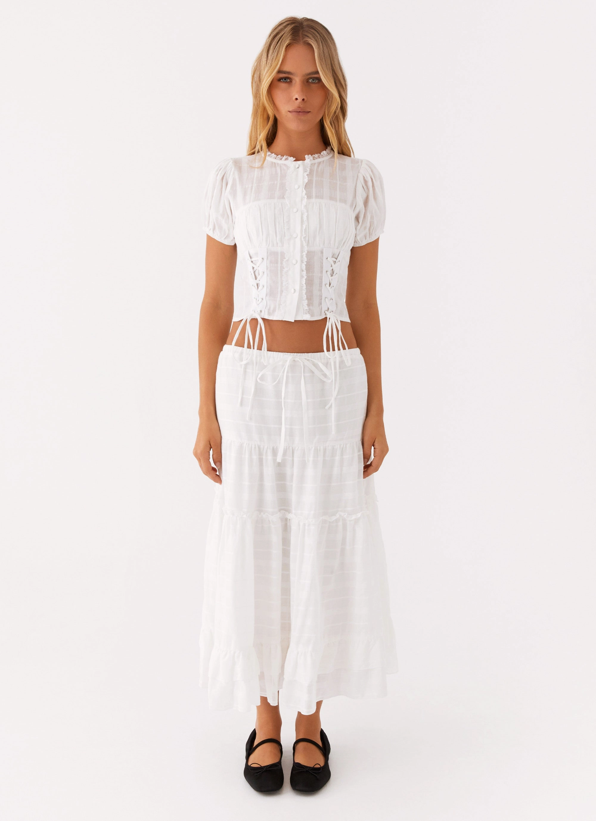 Beatrix Top - White Multi Panel Construction