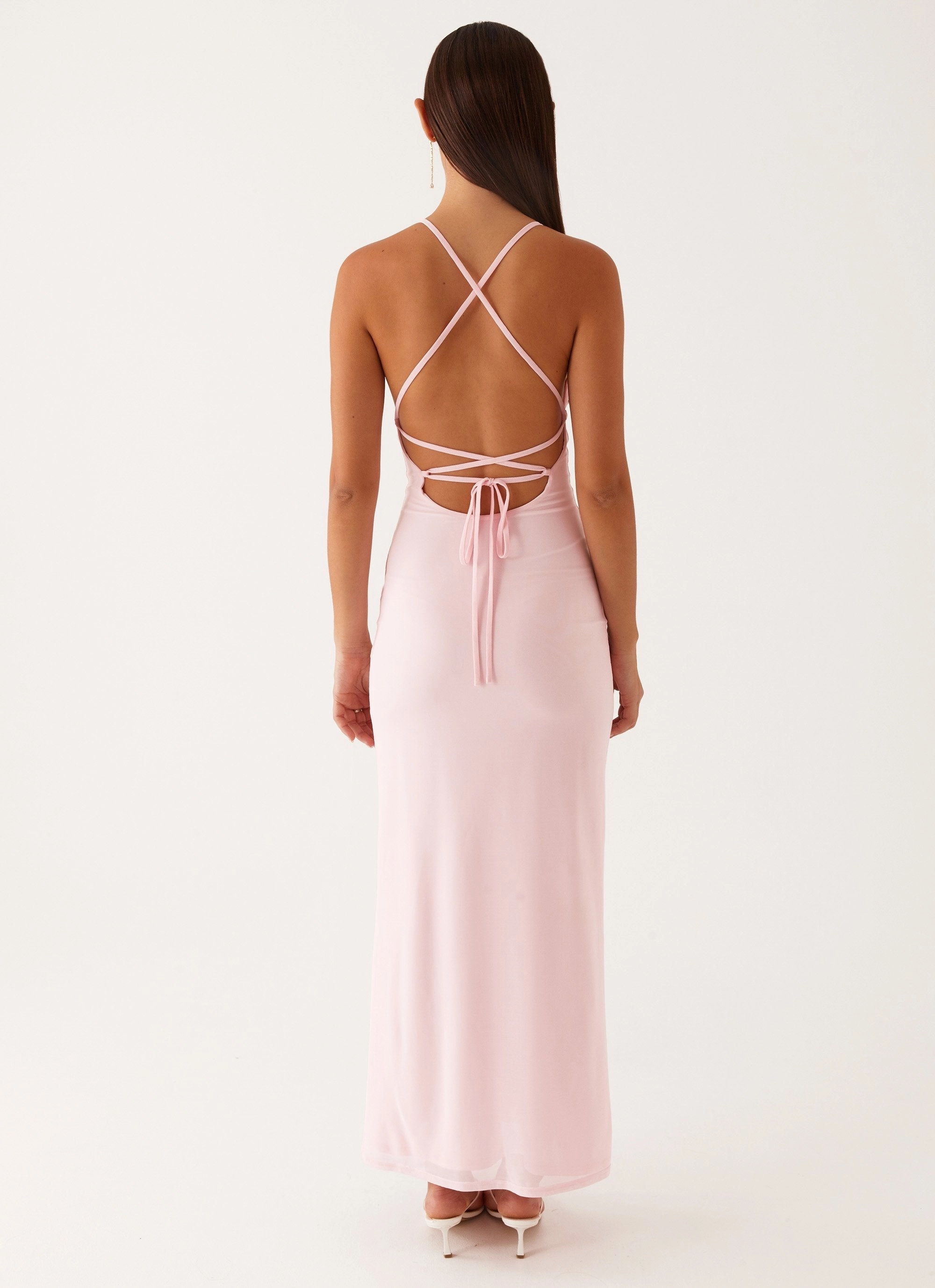 Beki Beaded Mesh Maxi Dress - Pink Cozy Layers Soft-touch daywear